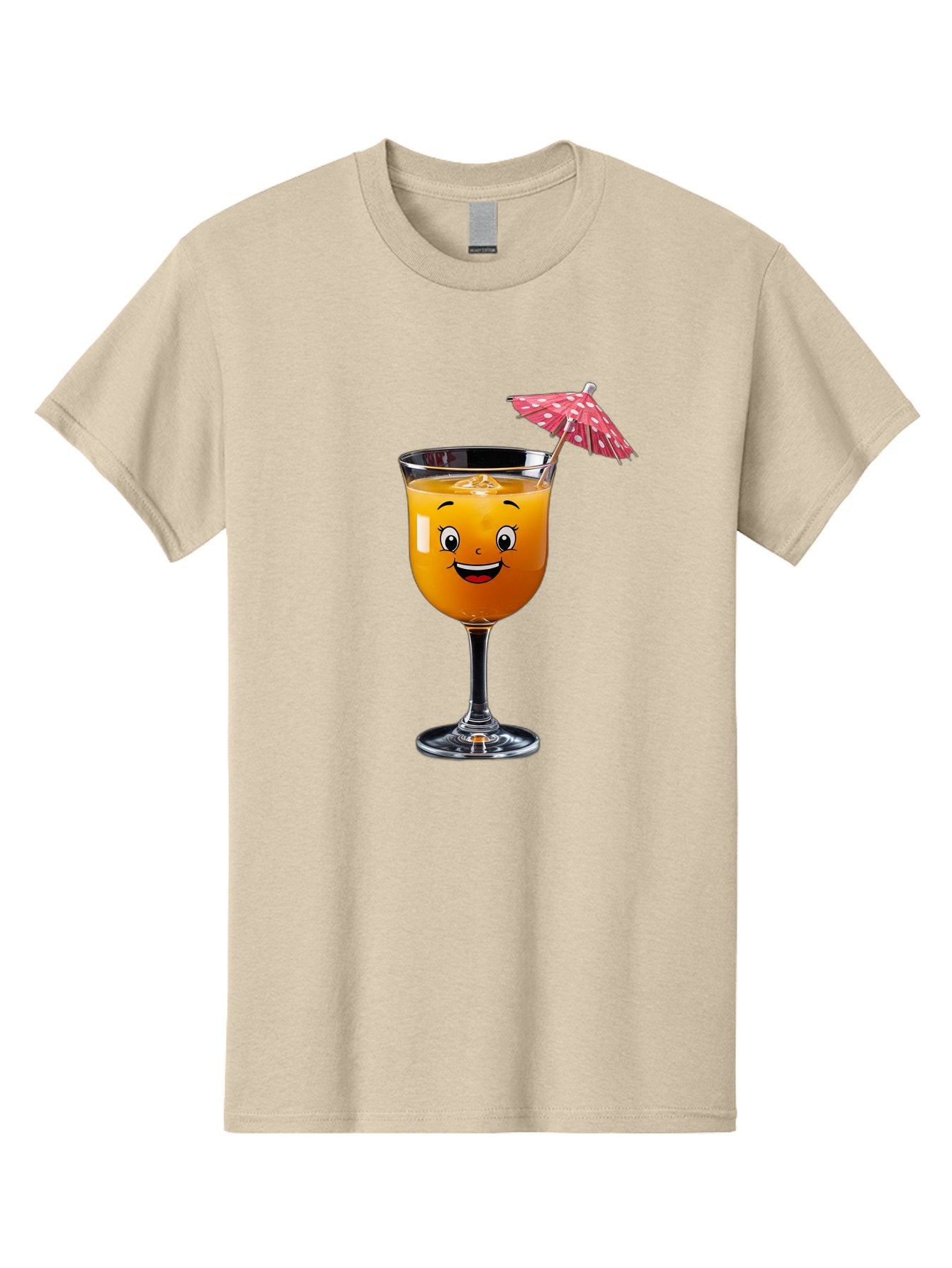 Cocktail-Glass Men'S Graphic Tee, 100% Cotton, Comfortable Casual Summer Wear, Machine Washable, Smiling Cocktail, Orange Drink, Cartoon Character, Summer Vibes, Refreshing Beverage, Cocktail Umbrella, Happy Face, Glassware, Party Atmosphere Bac872 14