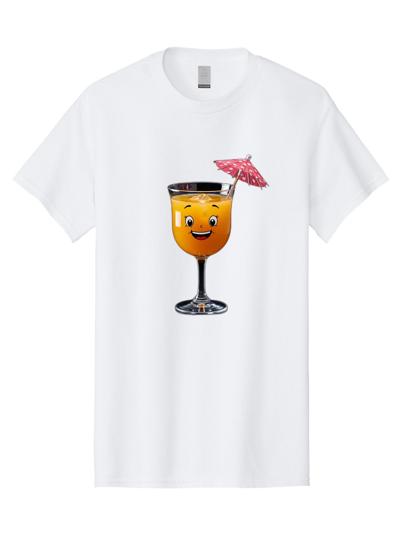 Cocktail-Glass Men'S Graphic Tee, 100% Cotton, Comfortable Casual Summer Wear, Machine Washable, Smiling Cocktail, Orange Drink, Cartoon Character, Summer Vibes, Refreshing Beverage, Cocktail Umbrella, Happy Face, Glassware, Party Atmosphere Bac872 12