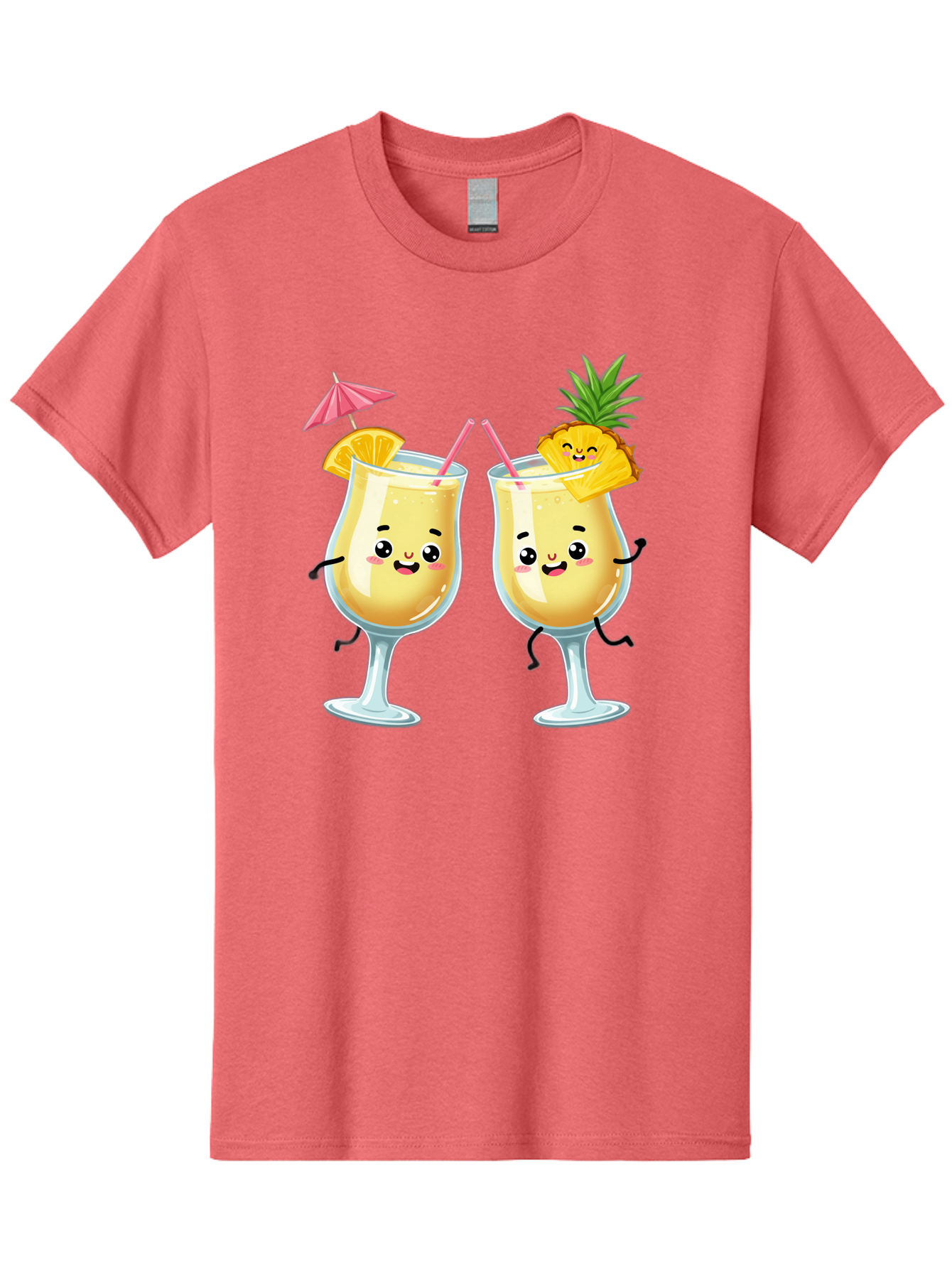 Cocktail-Glasses Men'S Graphic Tee, 100% Cotton, Comfortable Casual Summer Wear, Machine Washable, Cartoon Cocktail Glasses, Summer Drinks, Pineapple Cocktail, Orange Slice Garnish, Pink Umbrella, Funny Drinks, Tropical Beverages, Bac873 8