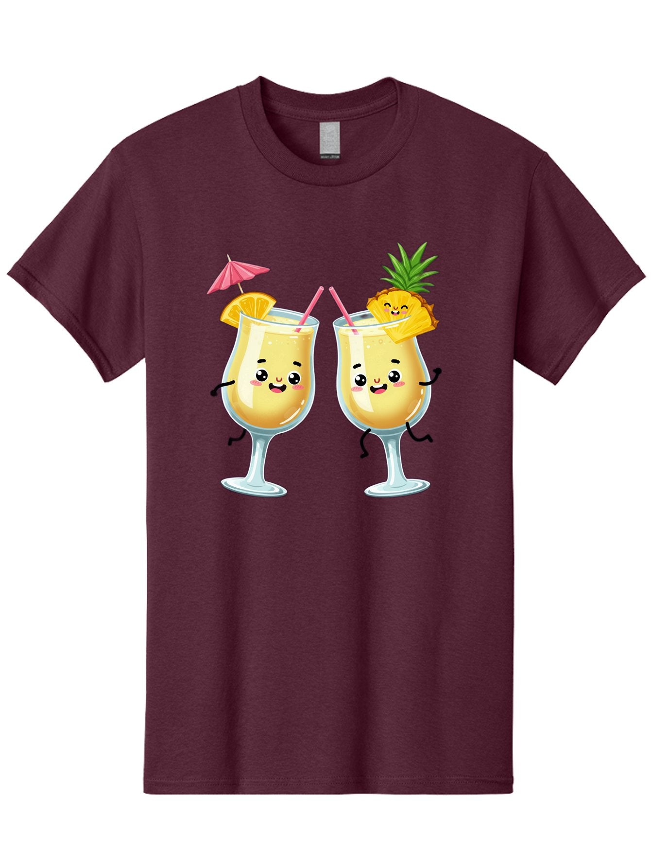 Cocktail-Glasses Men'S Graphic Tee, 100% Cotton, Comfortable Casual Summer Wear, Machine Washable, Cartoon Cocktail Glasses, Summer Drinks, Pineapple Cocktail, Orange Slice Garnish, Pink Umbrella, Funny Drinks, Tropical Beverages, Bac873 10