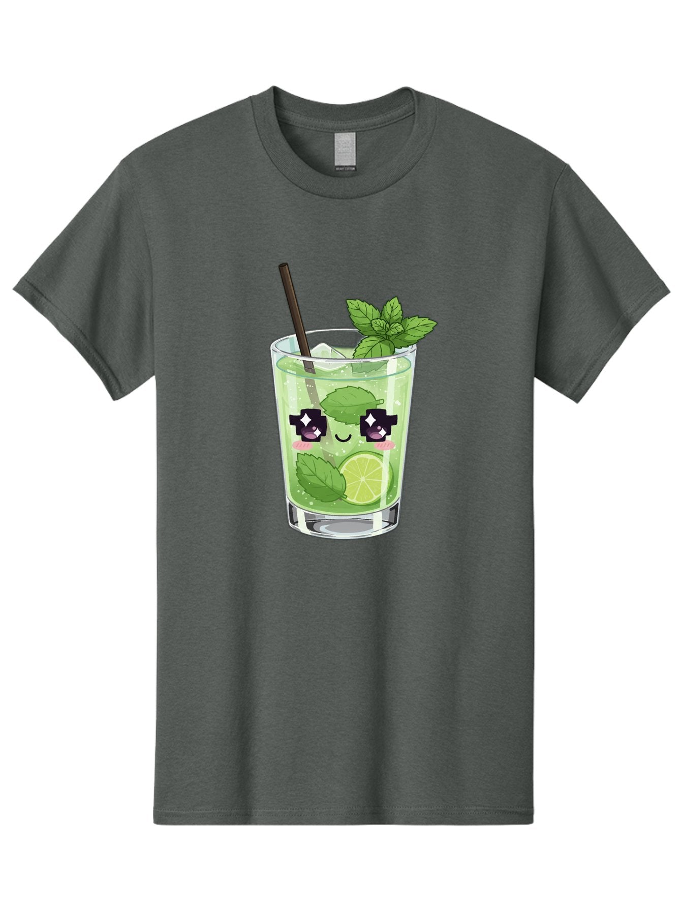 Cocktail-Mojito Men'S Graphic Tee, 100% Cotton, Comfortable Casual Summer Wear, Machine Washable, Mint Leaves, Lime Slice, Mojito Cocktail, Cartoon Character, Refreshing Drink, Cool Beverage, Summer Vibes, Cute Face Bac874 8