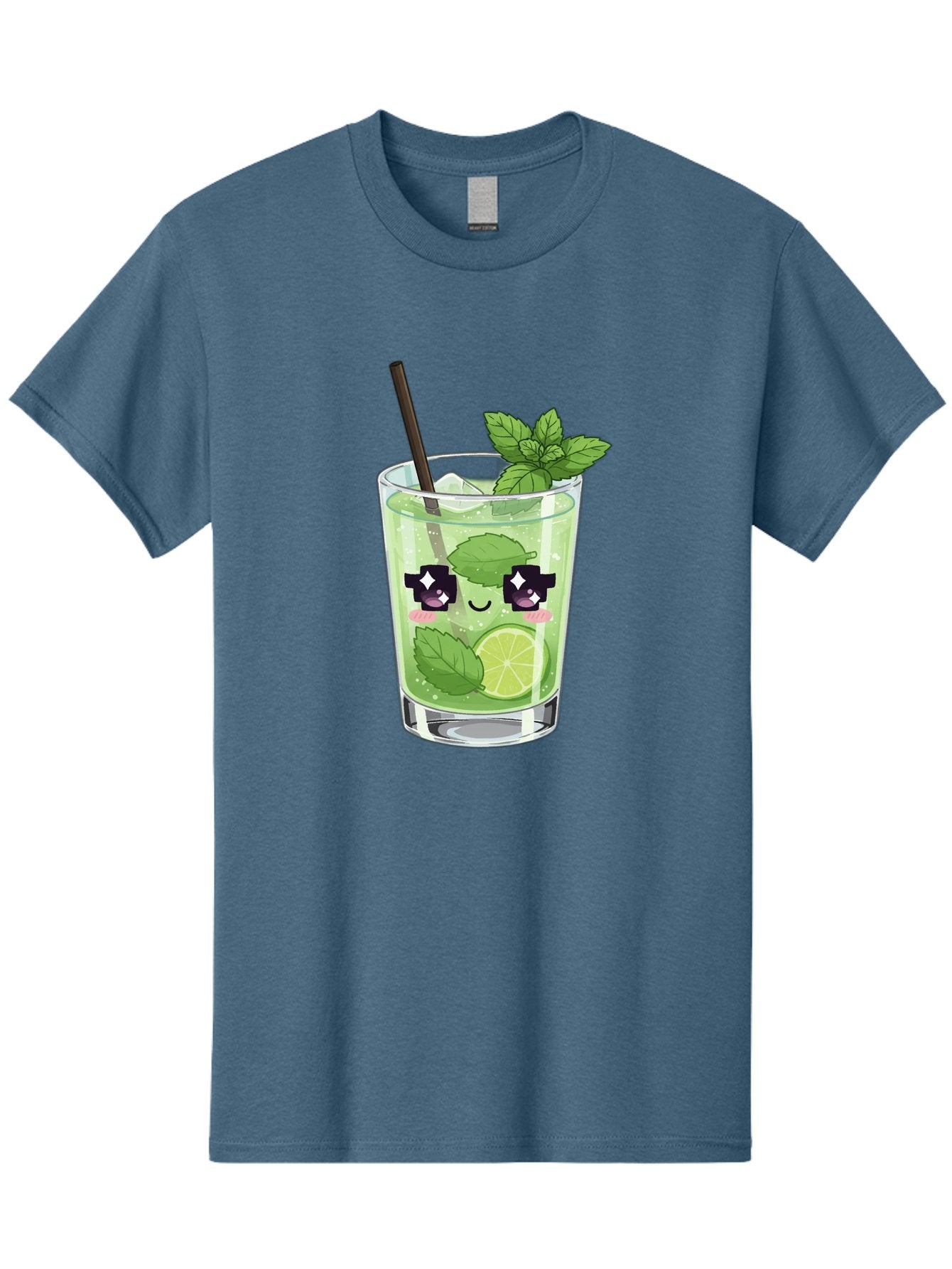 Cocktail-Mojito Men'S Graphic Tee, 100% Cotton, Comfortable Casual Summer Wear, Machine Washable, Mint Leaves, Lime Slice, Mojito Cocktail, Cartoon Character, Refreshing Drink, Cool Beverage, Summer Vibes, Cute Face Bac874 6