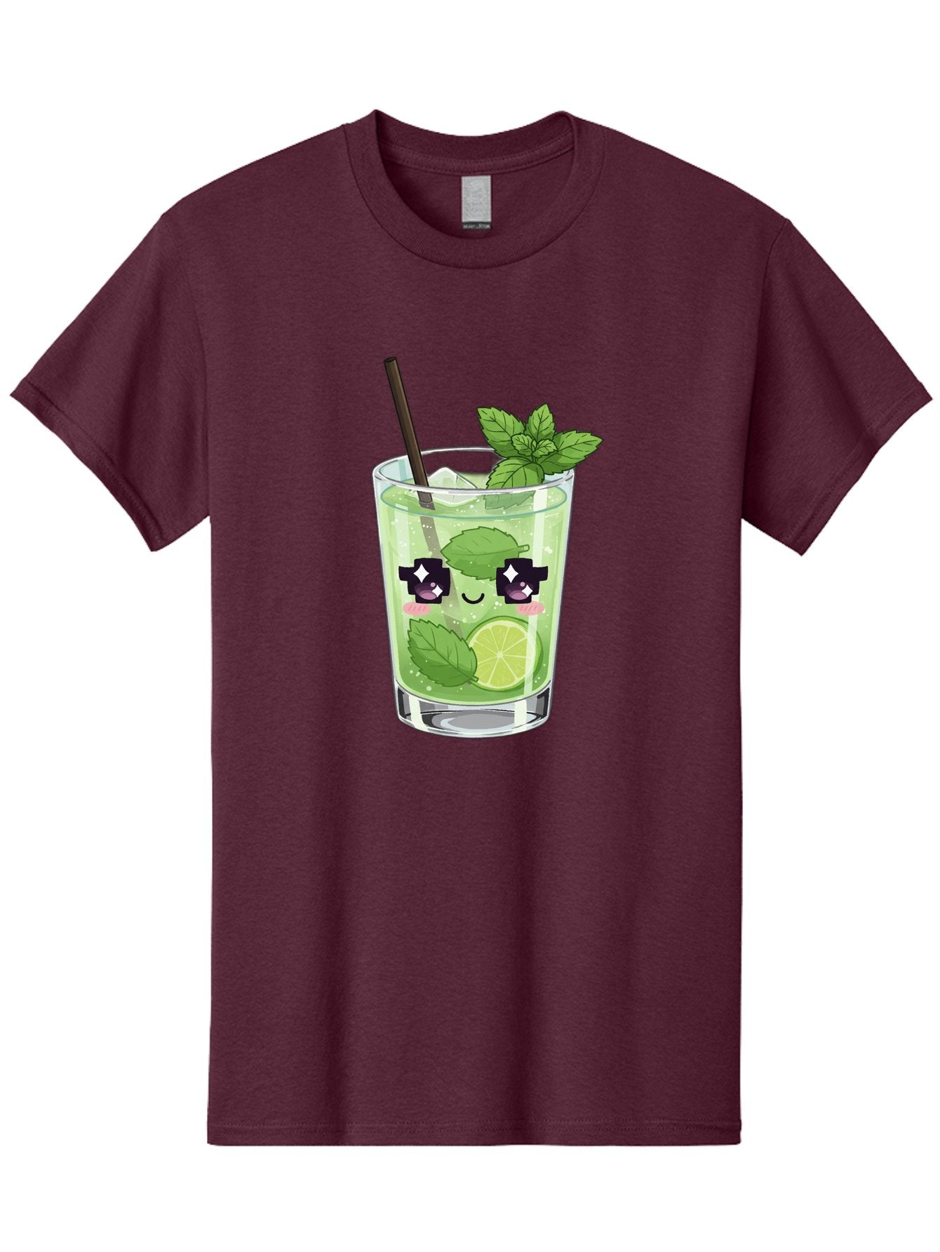 Cocktail-Mojito Men'S Graphic Tee, 100% Cotton, Comfortable Casual Summer Wear, Machine Washable, Mint Leaves, Lime Slice, Mojito Cocktail, Cartoon Character, Refreshing Drink, Cool Beverage, Summer Vibes, Cute Face Bac874 15