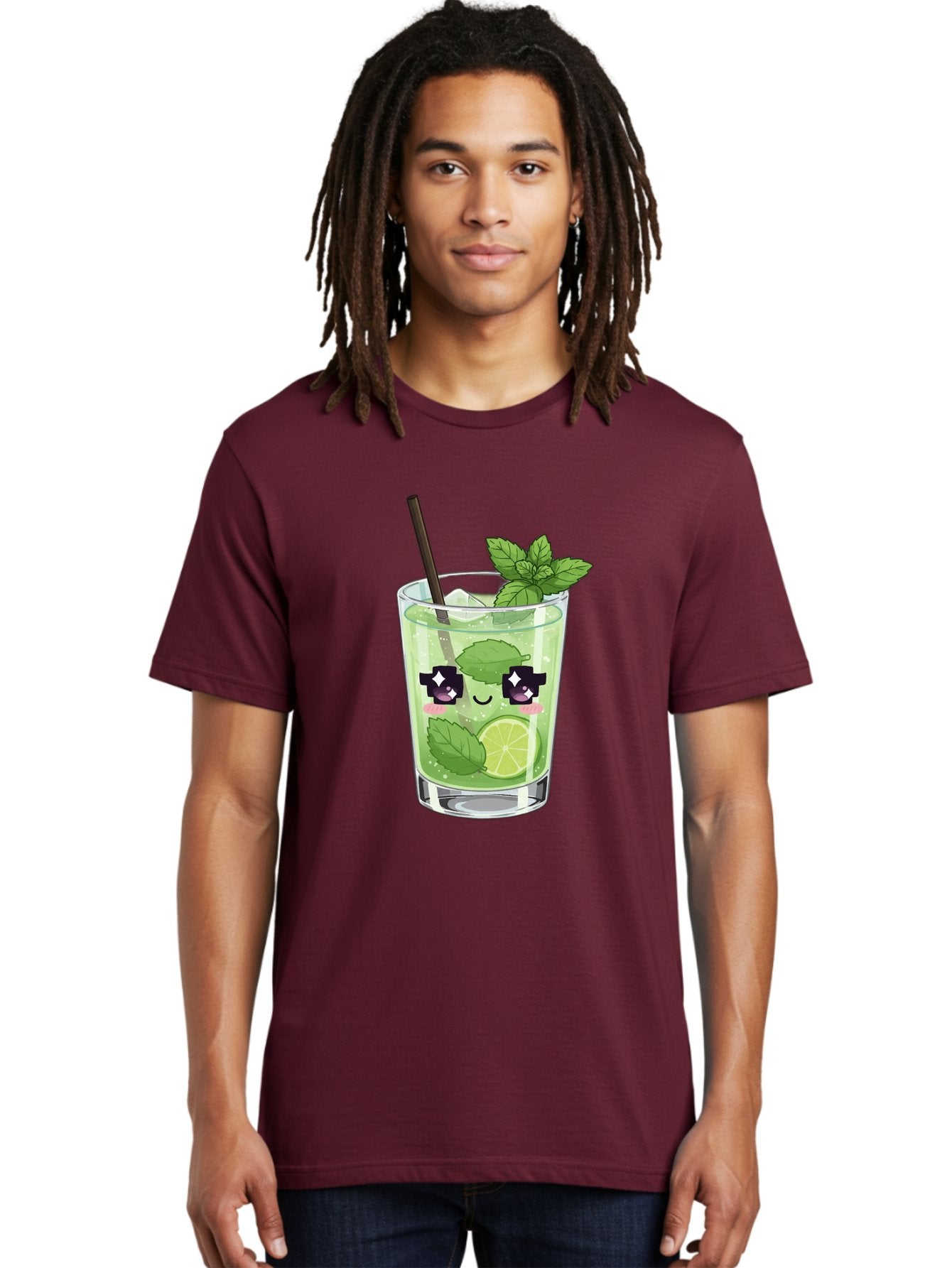 Cocktail-Mojito Men'S Graphic Tee, 100% Cotton, Comfortable Casual Summer Wear, Machine Washable, Mint Leaves, Lime Slice, Mojito Cocktail, Cartoon Character, Refreshing Drink, Cool Beverage, Summer Vibes, Cute Face Bac874 30