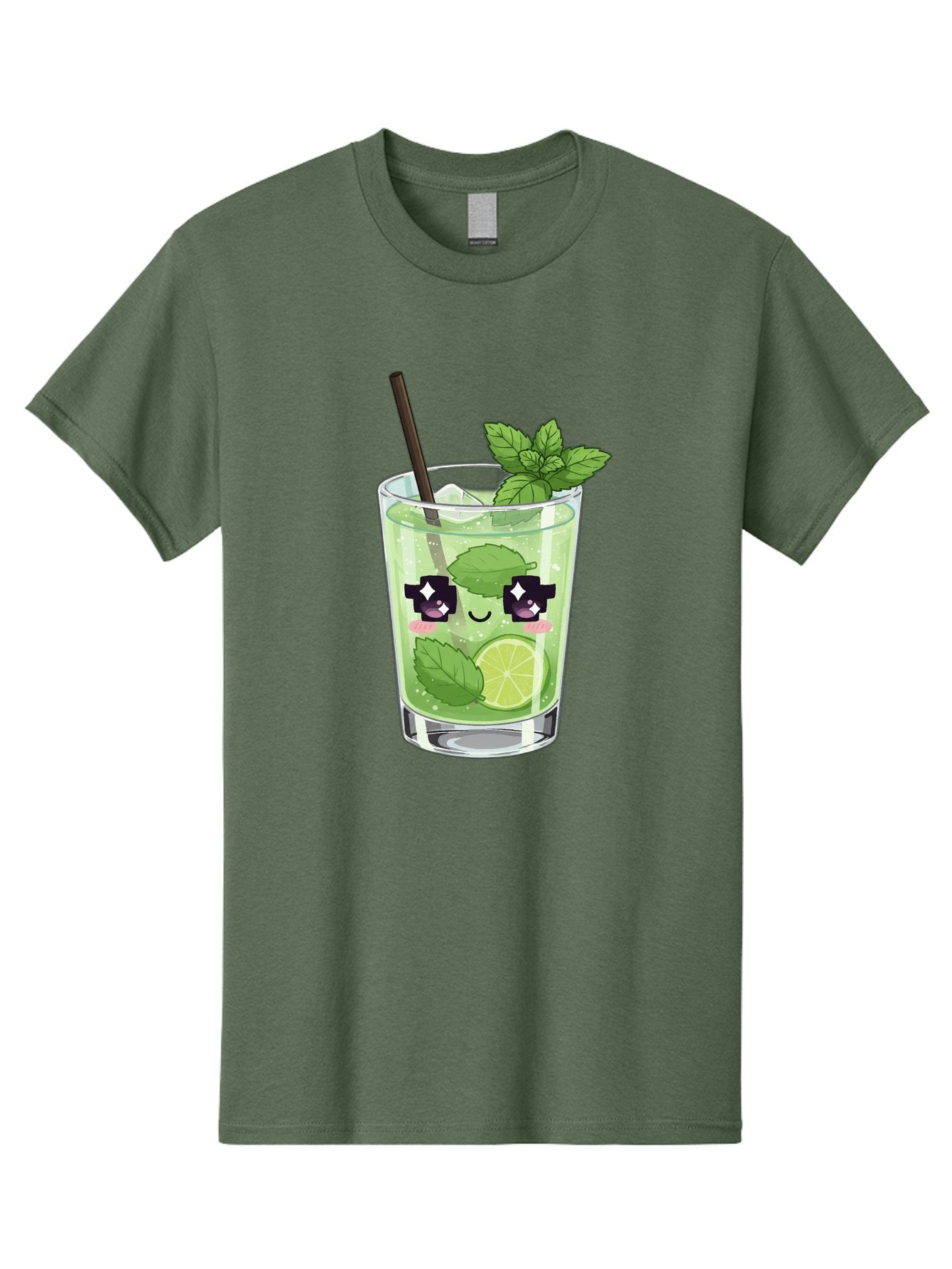 Cocktail-Mojito Men'S Graphic Tee, 100% Cotton, Comfortable Casual Summer Wear, Machine Washable, Mint Leaves, Lime Slice, Mojito Cocktail, Cartoon Character, Refreshing Drink, Cool Beverage, Summer Vibes, Cute Face Bac874 10