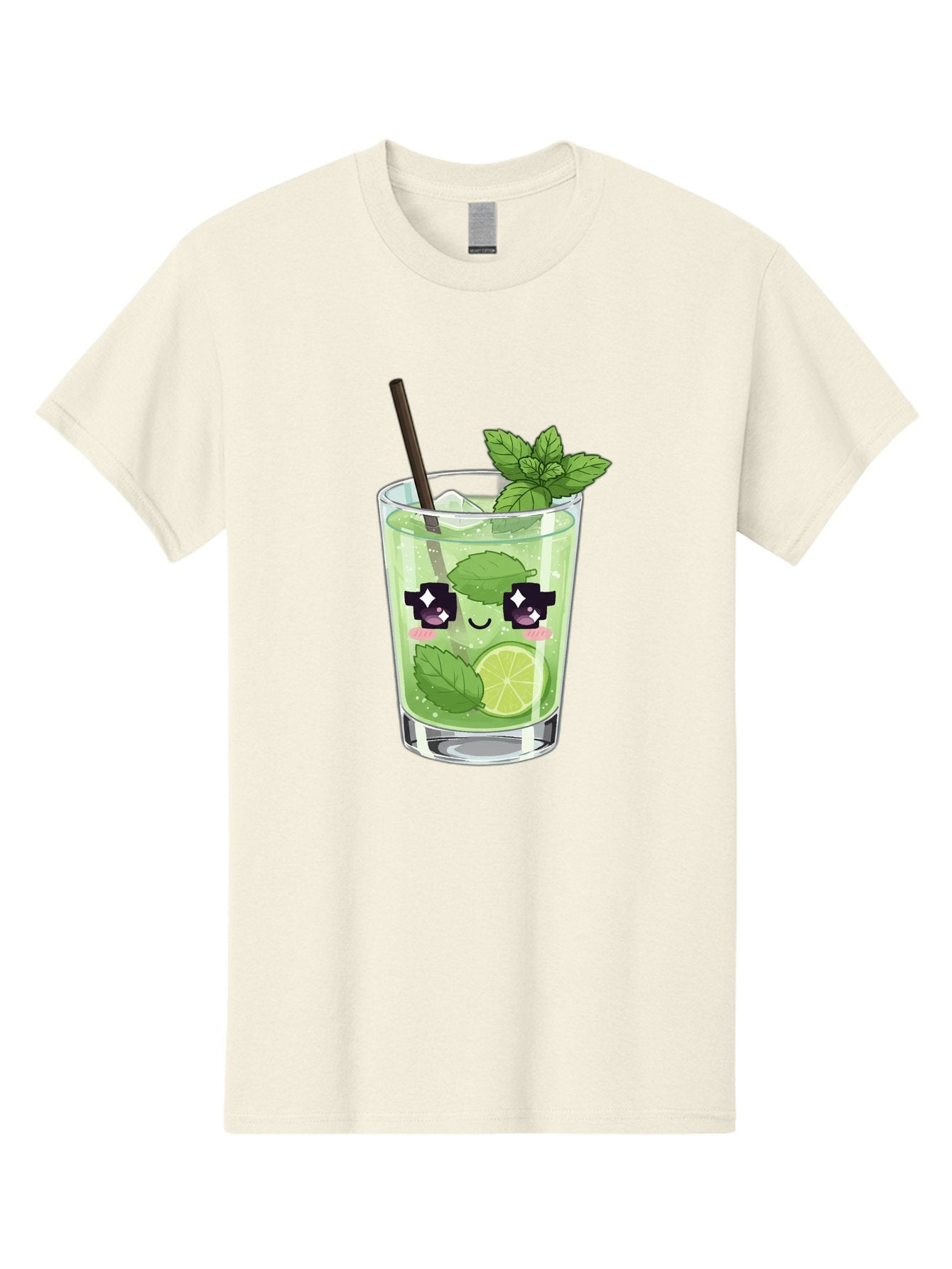 Cocktail-Mojito Men'S Graphic Tee, 100% Cotton, Comfortable Casual Summer Wear, Machine Washable, Mint Leaves, Lime Slice, Mojito Cocktail, Cartoon Character, Refreshing Drink, Cool Beverage, Summer Vibes, Cute Face Bac874 3
