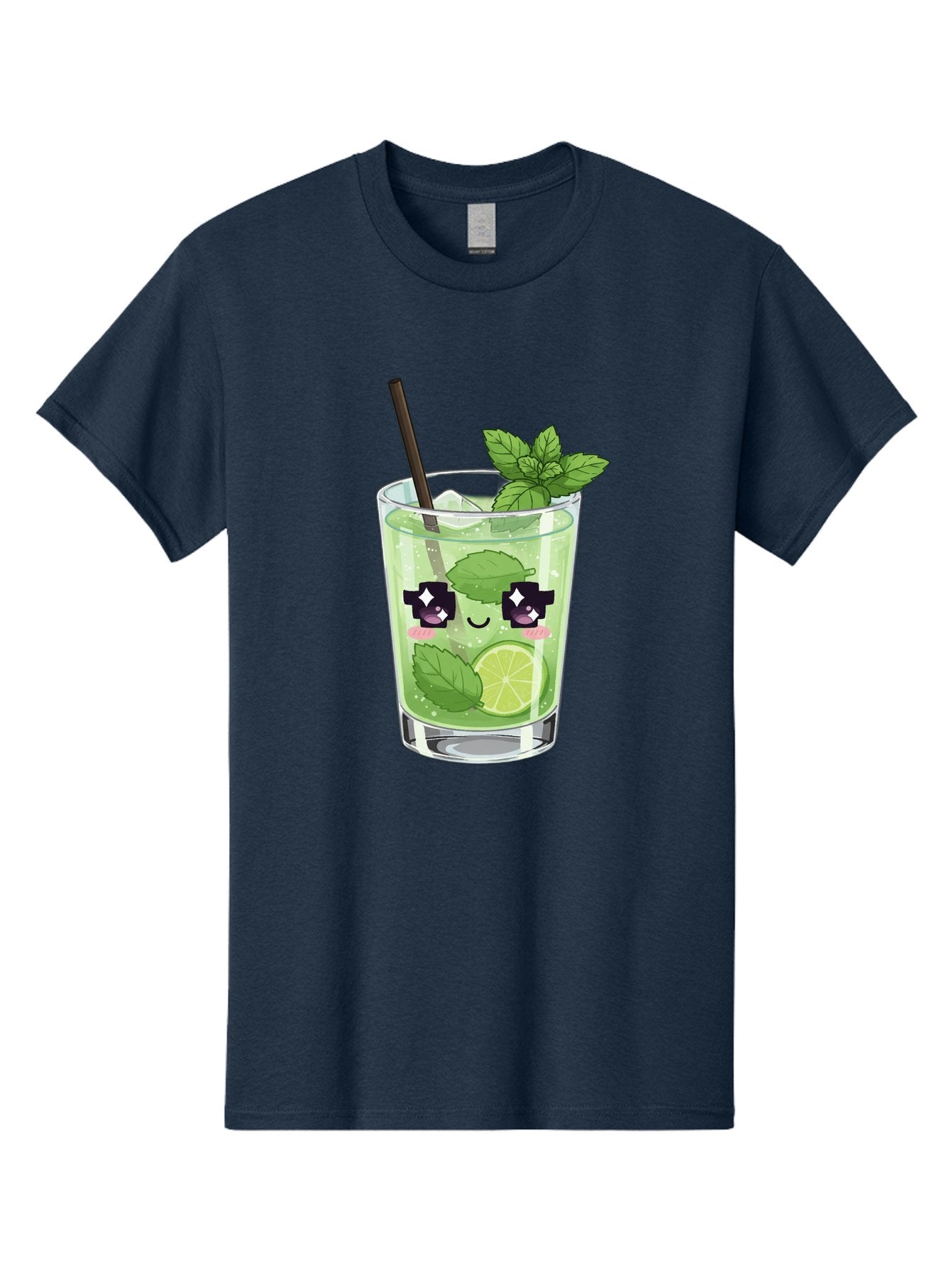 Cocktail-Mojito Men'S Graphic Tee, 100% Cotton, Comfortable Casual Summer Wear, Machine Washable, Mint Leaves, Lime Slice, Mojito Cocktail, Cartoon Character, Refreshing Drink, Cool Beverage, Summer Vibes, Cute Face Bac874 14