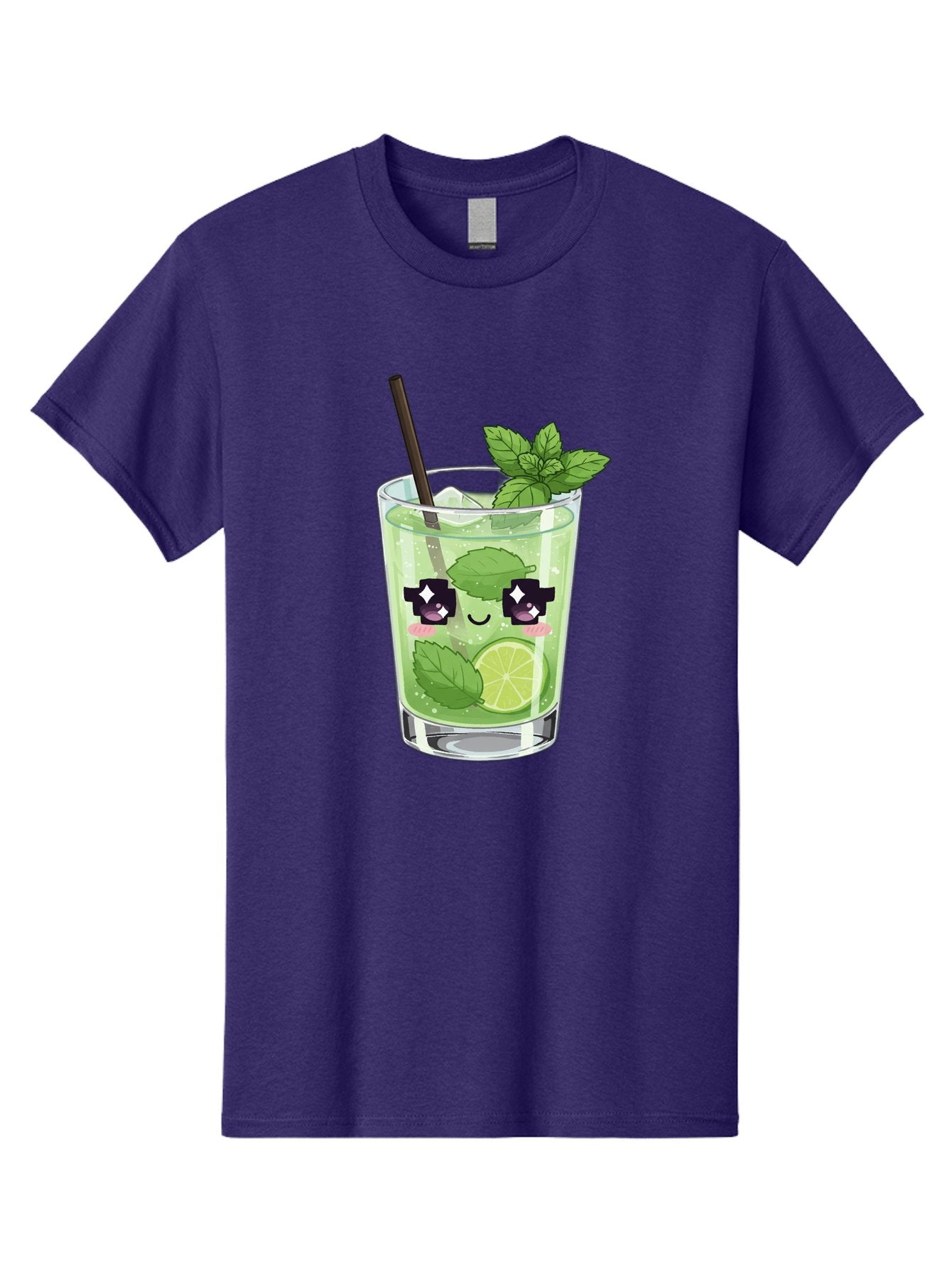 Cocktail-Mojito Men'S Graphic Tee, 100% Cotton, Comfortable Casual Summer Wear, Machine Washable, Mint Leaves, Lime Slice, Mojito Cocktail, Cartoon Character, Refreshing Drink, Cool Beverage, Summer Vibes, Cute Face Bac874 5