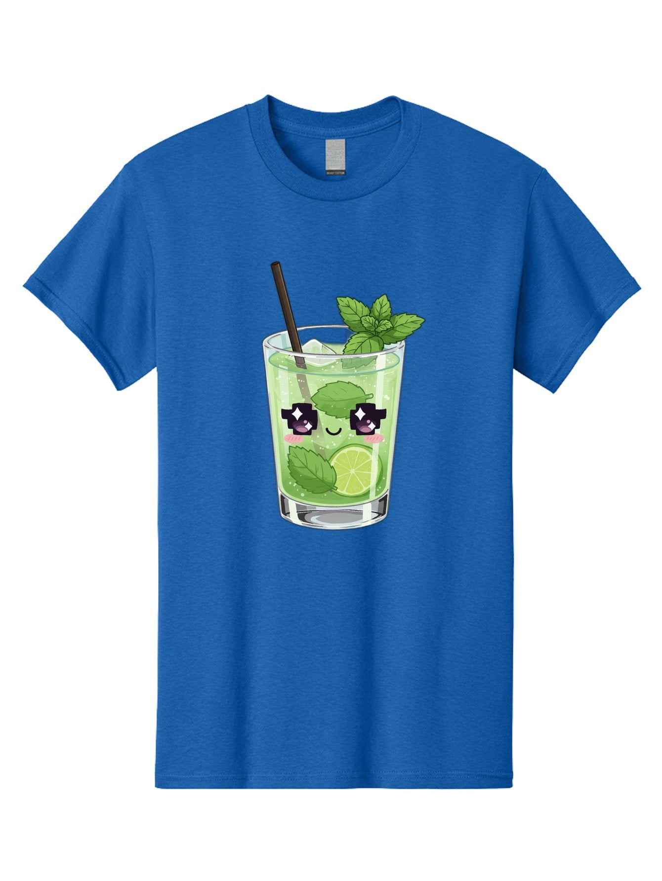 Cocktail-Mojito Men'S Graphic Tee, 100% Cotton, Comfortable Casual Summer Wear, Machine Washable, Mint Leaves, Lime Slice, Mojito Cocktail, Cartoon Character, Refreshing Drink, Cool Beverage, Summer Vibes, Cute Face Bac874 11