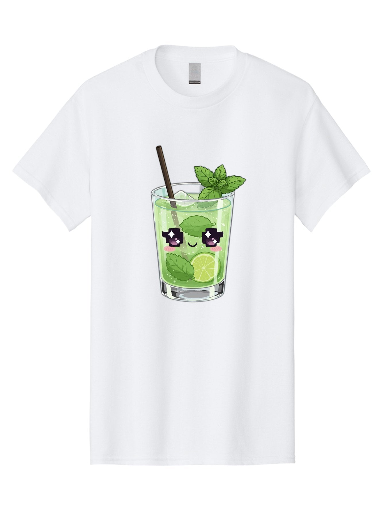 Cocktail-Mojito Men'S Graphic Tee, 100% Cotton, Comfortable Casual Summer Wear, Machine Washable, Mint Leaves, Lime Slice, Mojito Cocktail, Cartoon Character, Refreshing Drink, Cool Beverage, Summer Vibes, Cute Face Bac874 9