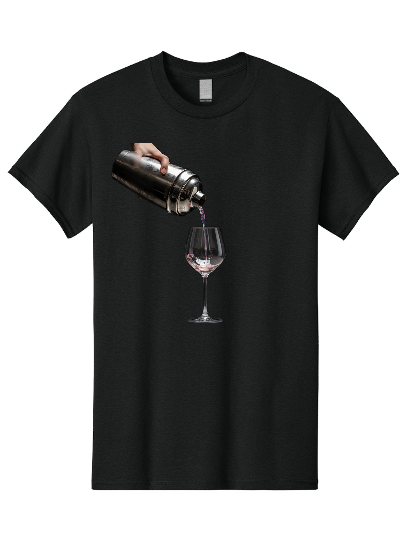 Cocktail-Shaker-Pouring Men'S Graphic Tee, 100% Cotton, Comfortable Casual Summer Wear, Machine Washable, Cocktail Being Poured, Drink In Glass, Metal Cocktail Shaker, Pouring Drink, Alcohol Beverage, Mixology, Cocktail Recipe, Stylish Drink Bac875 15