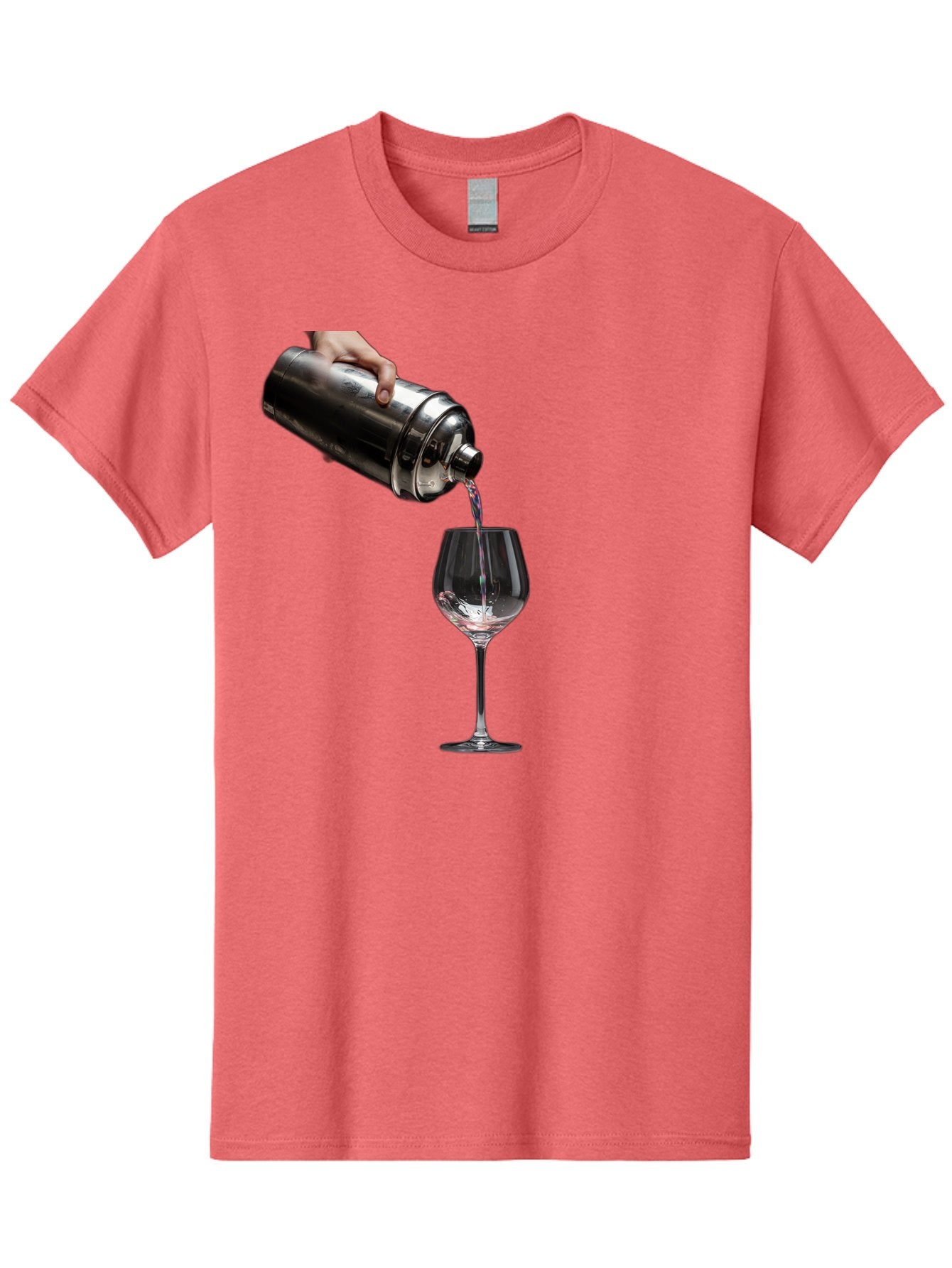 Cocktail-Shaker-Pouring Men'S Graphic Tee, 100% Cotton, Comfortable Casual Summer Wear, Machine Washable, Cocktail Being Poured, Drink In Glass, Metal Cocktail Shaker, Pouring Drink, Alcohol Beverage, Mixology, Cocktail Recipe, Stylish Drink Bac875