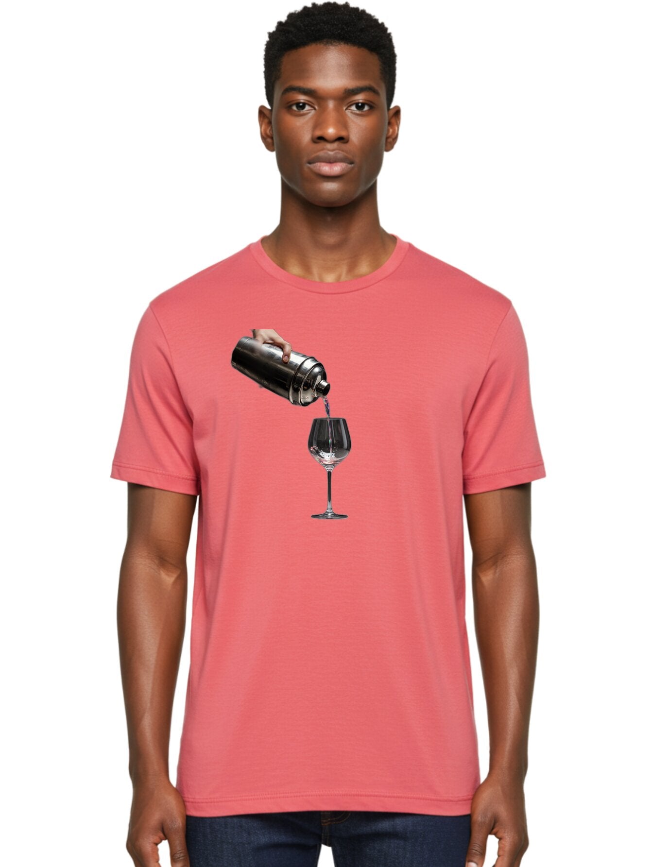 Cocktail-Shaker-Pouring Men'S Graphic Tee, 100% Cotton, Comfortable Casual Summer Wear, Machine Washable, Cocktail Being Poured, Drink In Glass, Metal Cocktail Shaker, Pouring Drink, Alcohol Beverage, Mixology, Cocktail Recipe, Stylish Drink Bac875 19