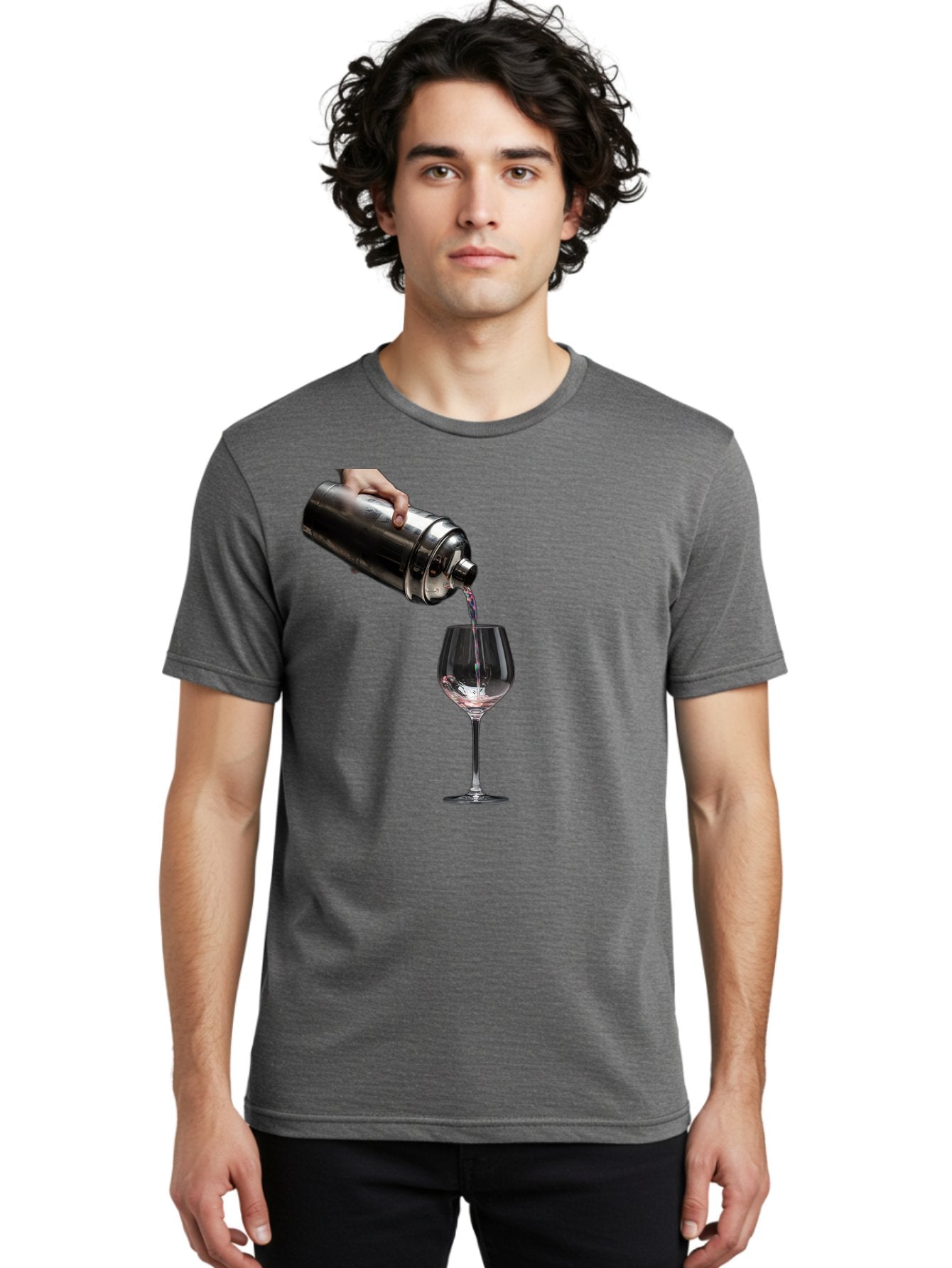 Cocktail-Shaker-Pouring Men'S Graphic Tee, 100% Cotton, Comfortable Casual Summer Wear, Machine Washable, Cocktail Being Poured, Drink In Glass, Metal Cocktail Shaker, Pouring Drink, Alcohol Beverage, Mixology, Cocktail Recipe, Stylish Drink Bac875 18