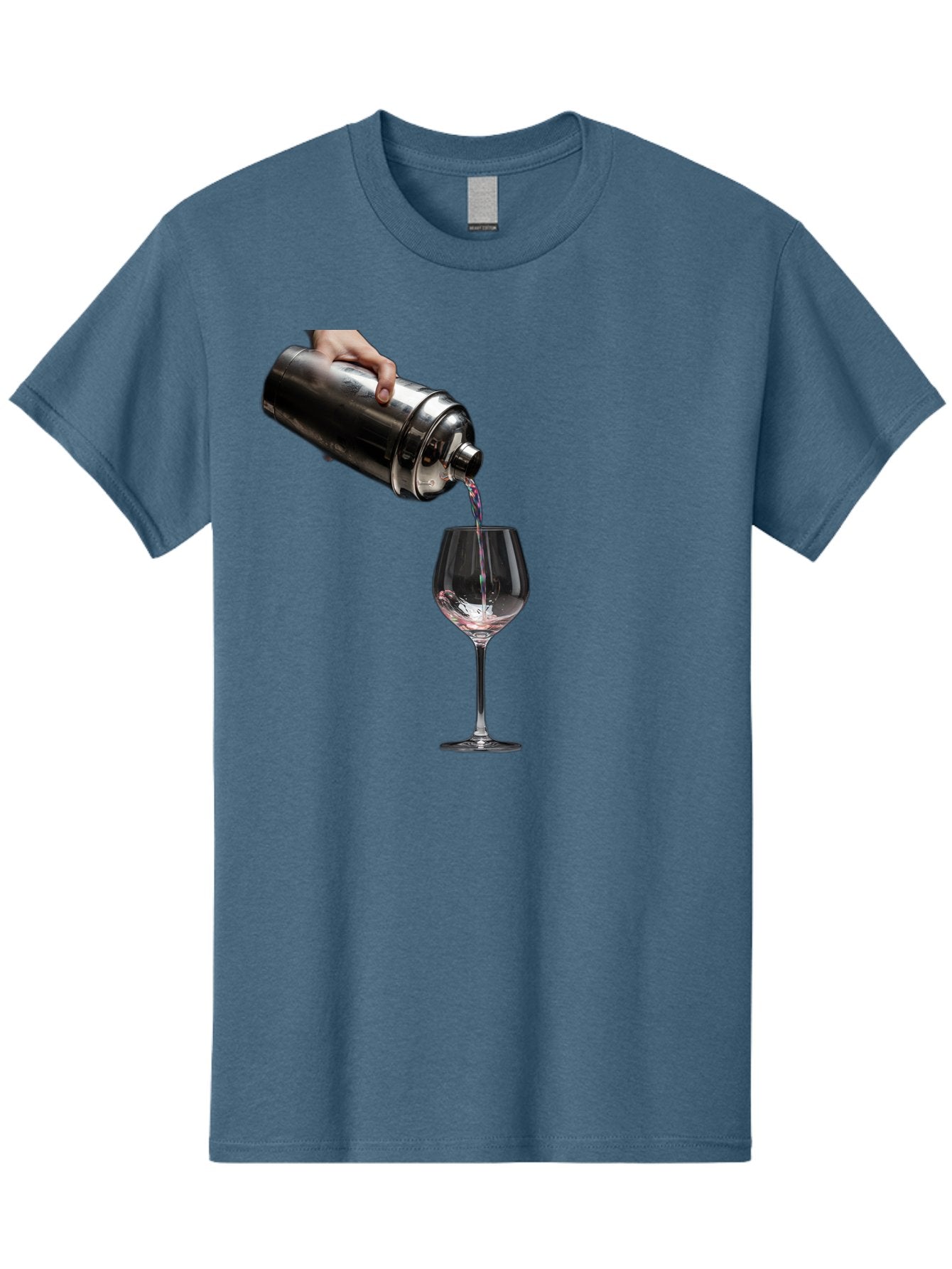 Cocktail-Shaker-Pouring Men'S Graphic Tee, 100% Cotton, Comfortable Casual Summer Wear, Machine Washable, Cocktail Being Poured, Drink In Glass, Metal Cocktail Shaker, Pouring Drink, Alcohol Beverage, Mixology, Cocktail Recipe, Stylish Drink Bac875 3