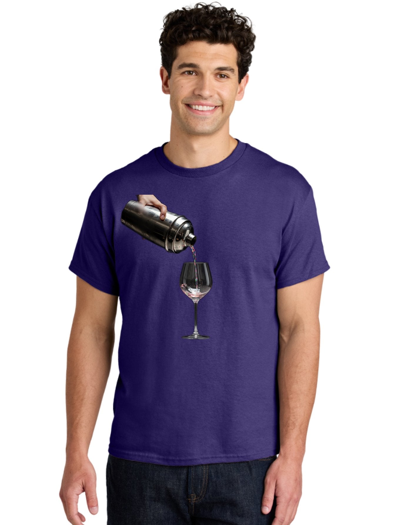 Cocktail-Shaker-Pouring Men'S Graphic Tee, 100% Cotton, Comfortable Casual Summer Wear, Machine Washable, Cocktail Being Poured, Drink In Glass, Metal Cocktail Shaker, Pouring Drink, Alcohol Beverage, Mixology, Cocktail Recipe, Stylish Drink Bac875 16