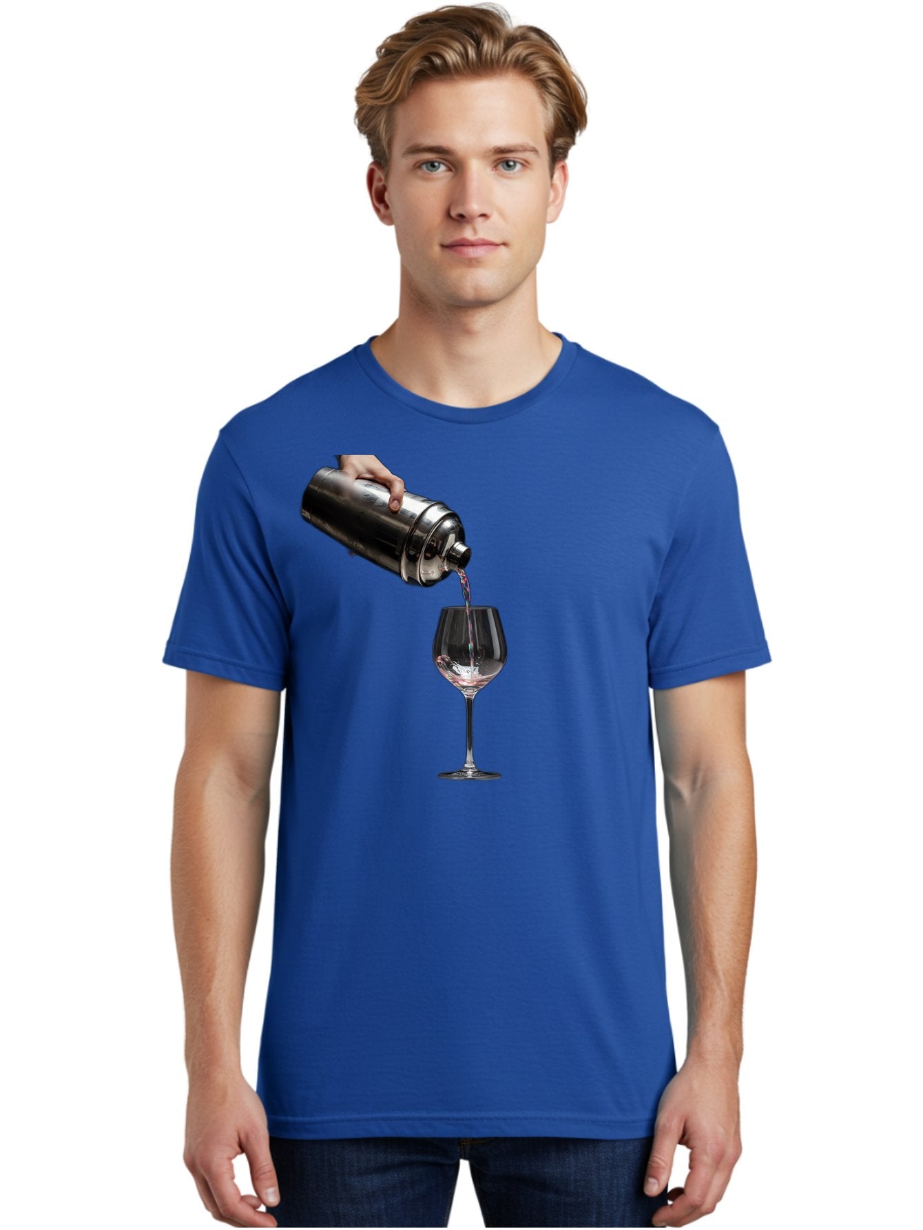 Cocktail-Shaker-Pouring Men'S Graphic Tee, 100% Cotton, Comfortable Casual Summer Wear, Machine Washable, Cocktail Being Poured, Drink In Glass, Metal Cocktail Shaker, Pouring Drink, Alcohol Beverage, Mixology, Cocktail Recipe, Stylish Drink Bac875 23