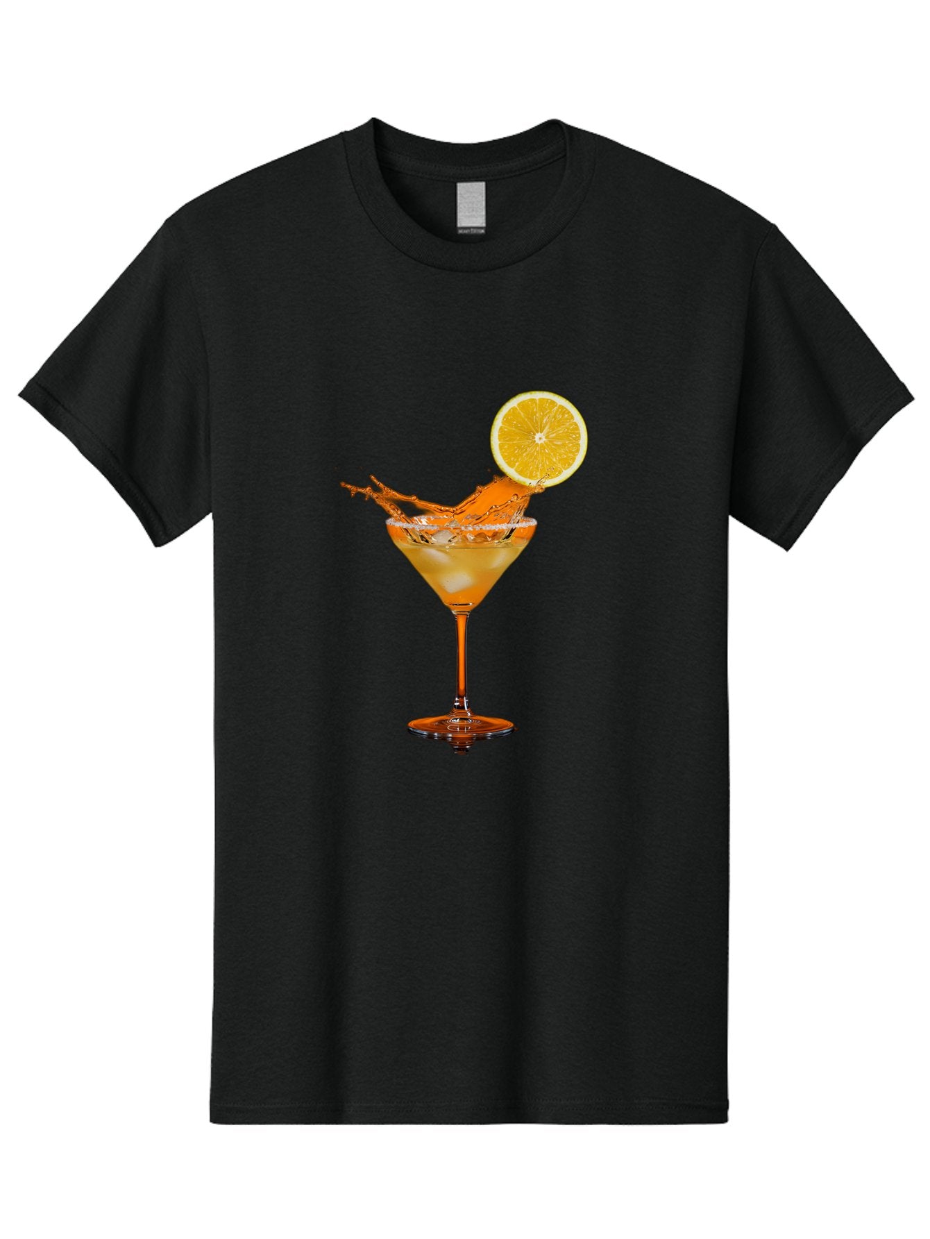 Cocktail-Splash Men'S Graphic Tee, 100% Cotton, Comfortable Casual Summer Wear, Machine Washable, Martini Glass, Orange Cocktail, Splash Effect, Citrus Twist, Refreshing Drink, Elegant Glassware, Stylish Beverage, Orange Slice Garnish, Bac876 5