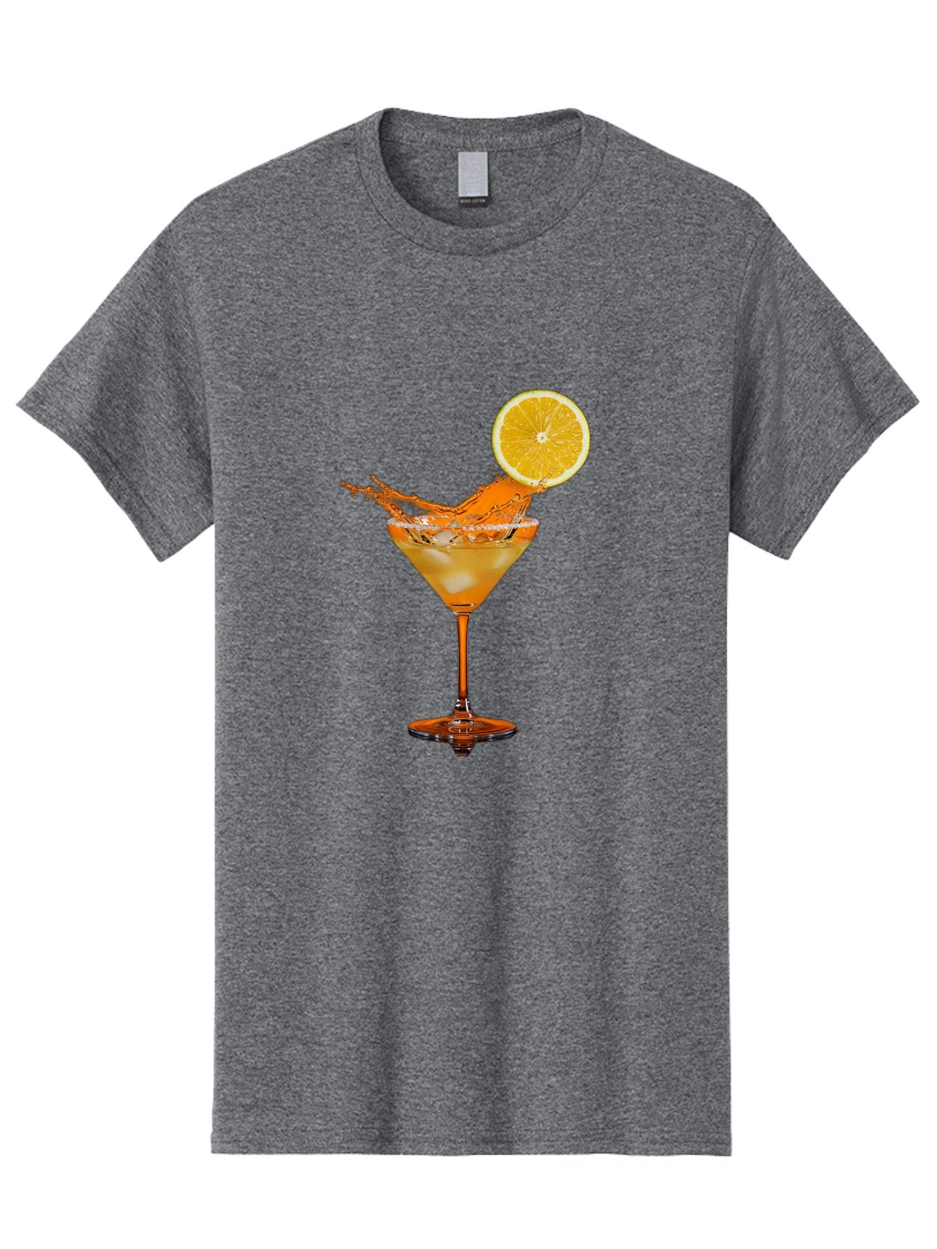 Cocktail-Splash Men'S Graphic Tee, 100% Cotton, Comfortable Casual Summer Wear, Machine Washable, Martini Glass, Orange Cocktail, Splash Effect, Citrus Twist, Refreshing Drink, Elegant Glassware, Stylish Beverage, Orange Slice Garnish, Bac876