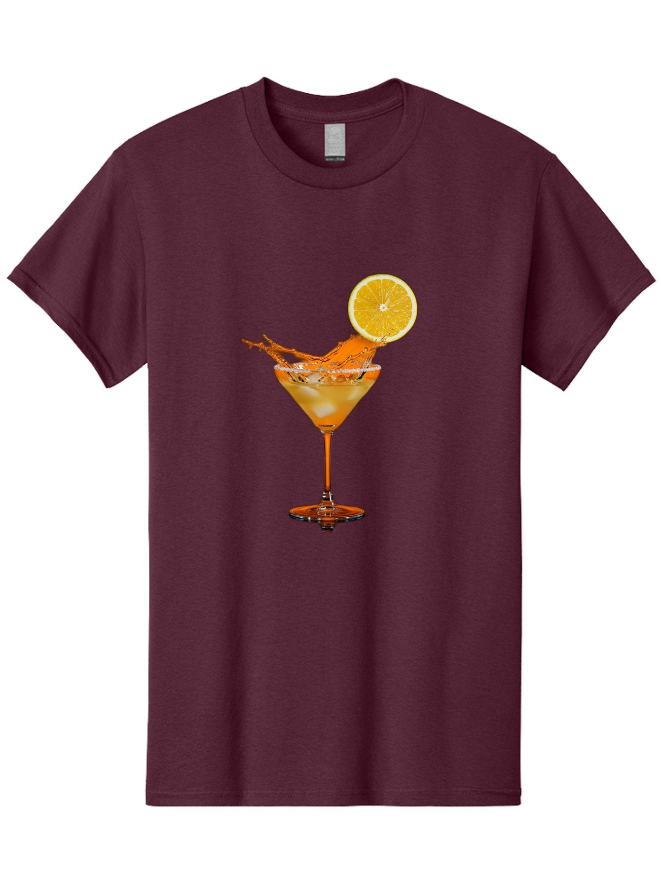 Cocktail-Splash Men'S Graphic Tee, 100% Cotton, Comfortable Casual Summer Wear, Machine Washable, Martini Glass, Orange Cocktail, Splash Effect, Citrus Twist, Refreshing Drink, Elegant Glassware, Stylish Beverage, Orange Slice Garnish, Bac876 3