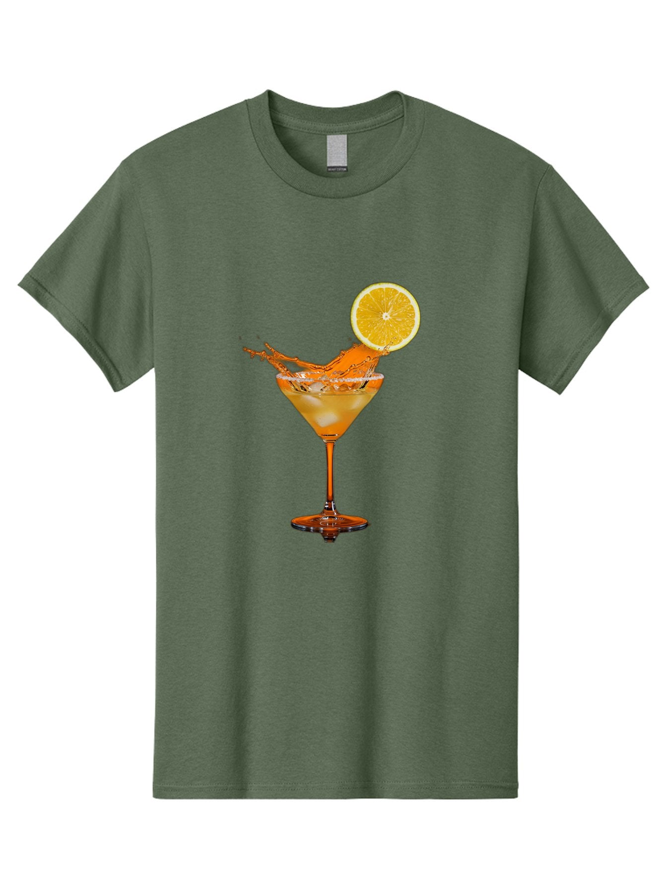 Cocktail-Splash Men'S Graphic Tee, 100% Cotton, Comfortable Casual Summer Wear, Machine Washable, Martini Glass, Orange Cocktail, Splash Effect, Citrus Twist, Refreshing Drink, Elegant Glassware, Stylish Beverage, Orange Slice Garnish, Bac876 12