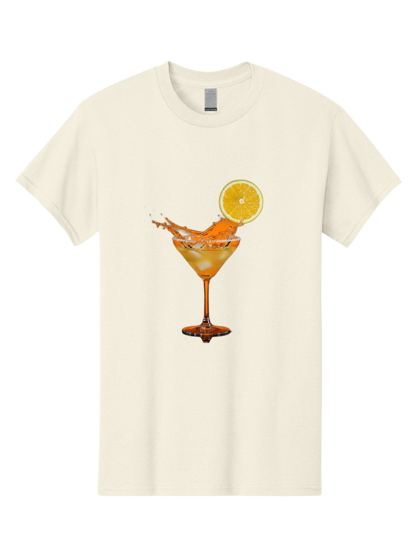 Cocktail-Splash Men'S Graphic Tee, 100% Cotton, Comfortable Casual Summer Wear, Machine Washable, Martini Glass, Orange Cocktail, Splash Effect, Citrus Twist, Refreshing Drink, Elegant Glassware, Stylish Beverage, Orange Slice Garnish, Bac876