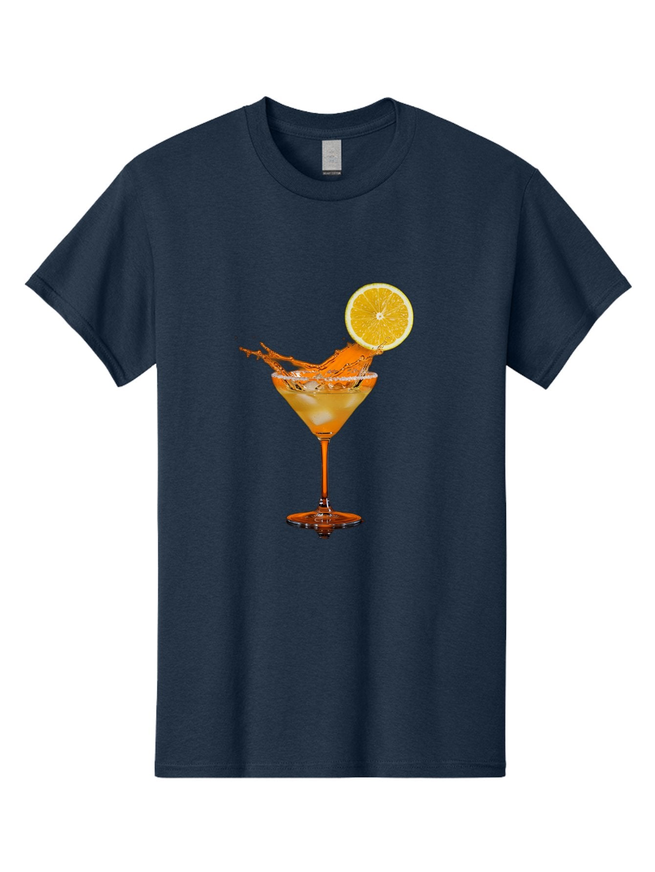 Cocktail-Splash Men'S Graphic Tee, 100% Cotton, Comfortable Casual Summer Wear, Machine Washable, Martini Glass, Orange Cocktail, Splash Effect, Citrus Twist, Refreshing Drink, Elegant Glassware, Stylish Beverage, Orange Slice Garnish, Bac876 8