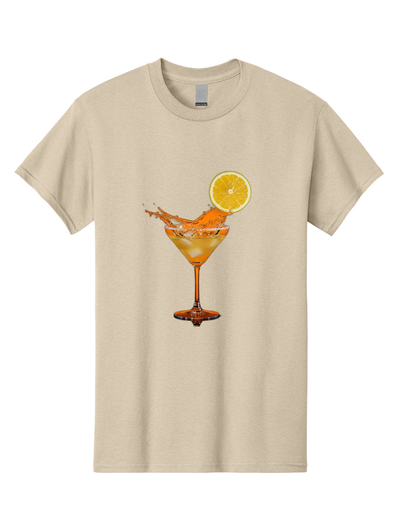 Cocktail-Splash Men'S Graphic Tee, 100% Cotton, Comfortable Casual Summer Wear, Machine Washable, Martini Glass, Orange Cocktail, Splash Effect, Citrus Twist, Refreshing Drink, Elegant Glassware, Stylish Beverage, Orange Slice Garnish, Bac876 7