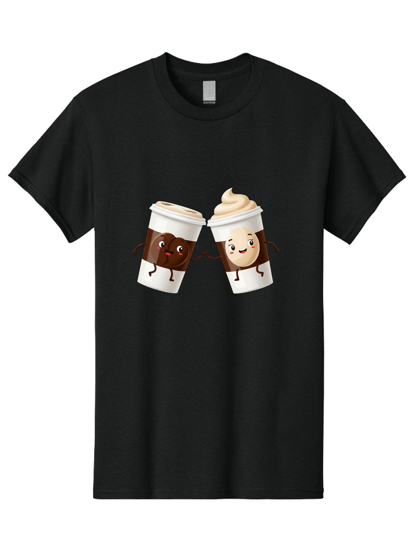 Coffee-Cups Men'S Graphic Tee, 100% Cotton, Comfortable Casual Summer Wear, Machine Washable, Cartoon Coffee Cups, Coffee Characters, Happy Faces, Anthropomorphic Cups, Playful Illustration, Hot Beverages, Cartoon Style, Cup Designs, Bac879 5