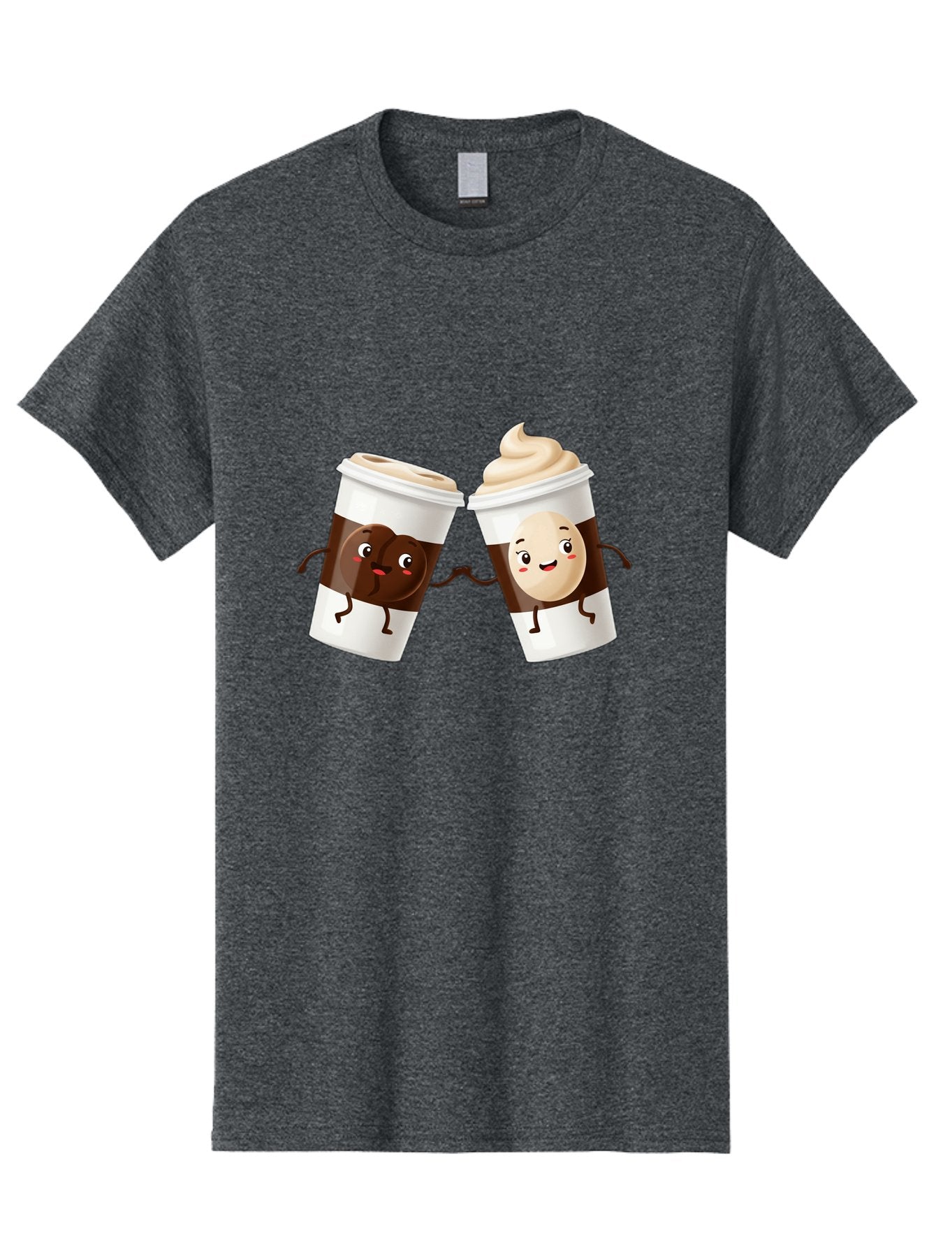 Coffee-Cups Men'S Graphic Tee, 100% Cotton, Comfortable Casual Summer Wear, Machine Washable, Cartoon Coffee Cups, Coffee Characters, Happy Faces, Anthropomorphic Cups, Playful Illustration, Hot Beverages, Cartoon Style, Cup Designs, Bac879 6