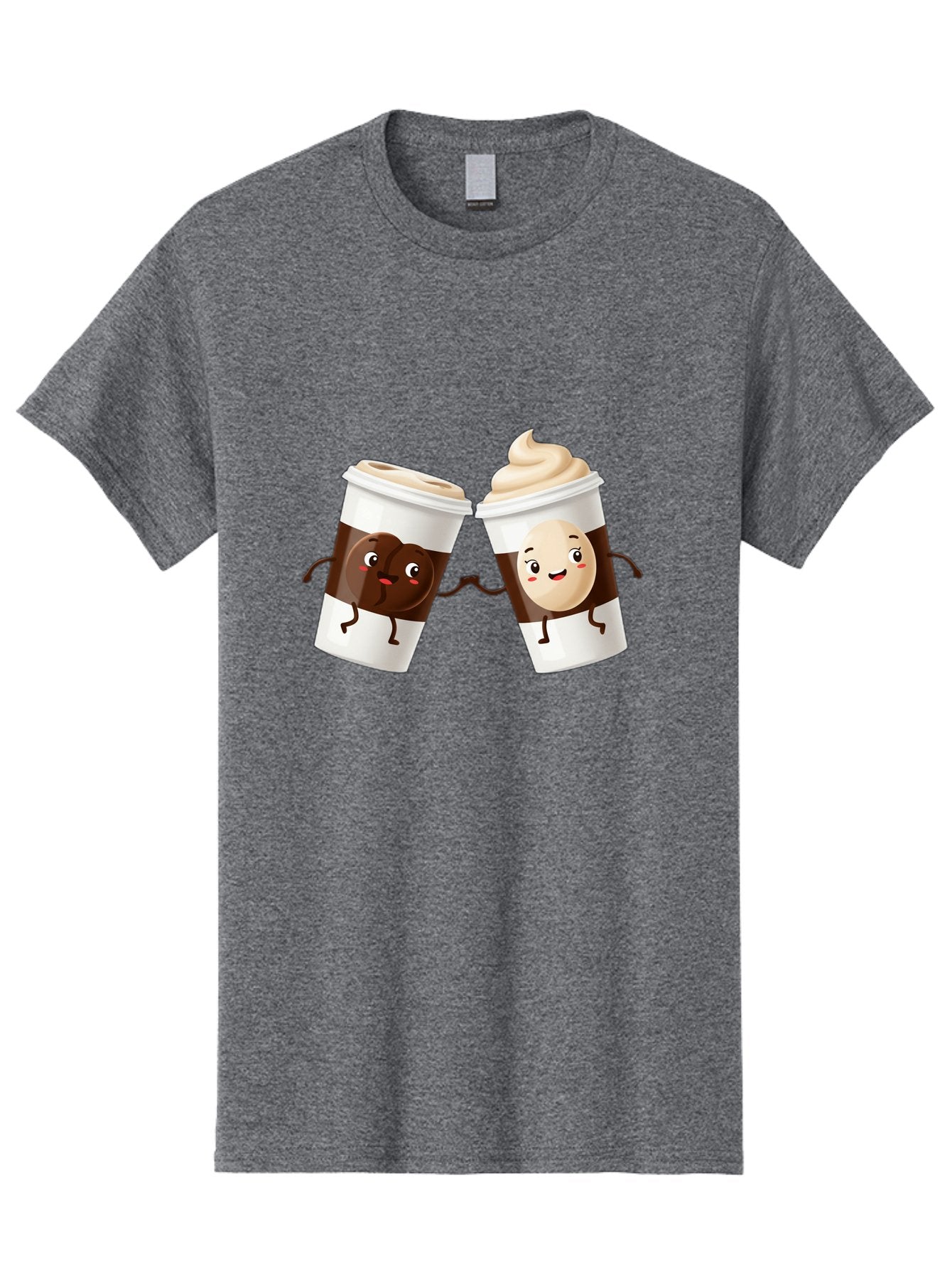 Coffee-Cups Men'S Graphic Tee, 100% Cotton, Comfortable Casual Summer Wear, Machine Washable, Cartoon Coffee Cups, Coffee Characters, Happy Faces, Anthropomorphic Cups, Playful Illustration, Hot Beverages, Cartoon Style, Cup Designs, Bac879 8