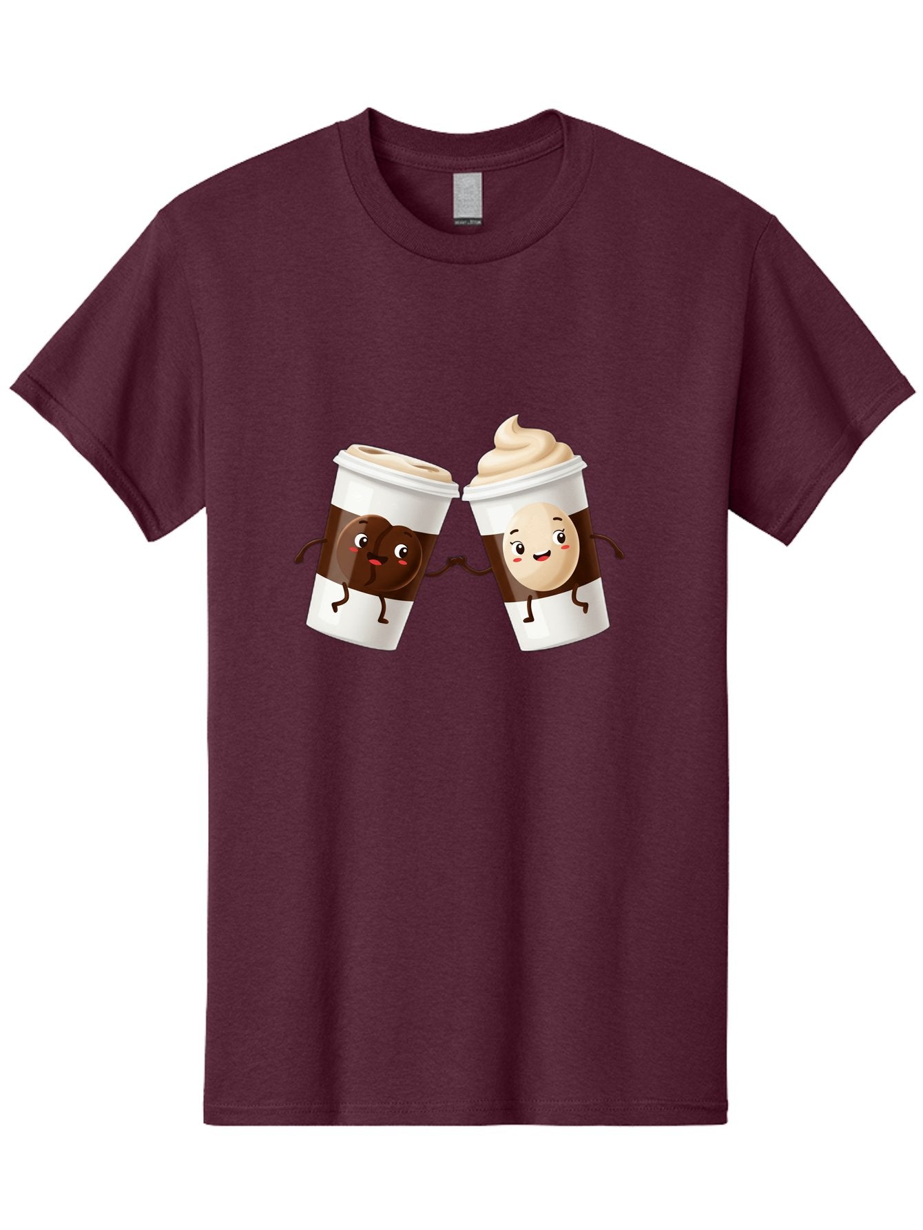 Coffee-Cups Men'S Graphic Tee, 100% Cotton, Comfortable Casual Summer Wear, Machine Washable, Cartoon Coffee Cups, Coffee Characters, Happy Faces, Anthropomorphic Cups, Playful Illustration, Hot Beverages, Cartoon Style, Cup Designs, Bac879 15