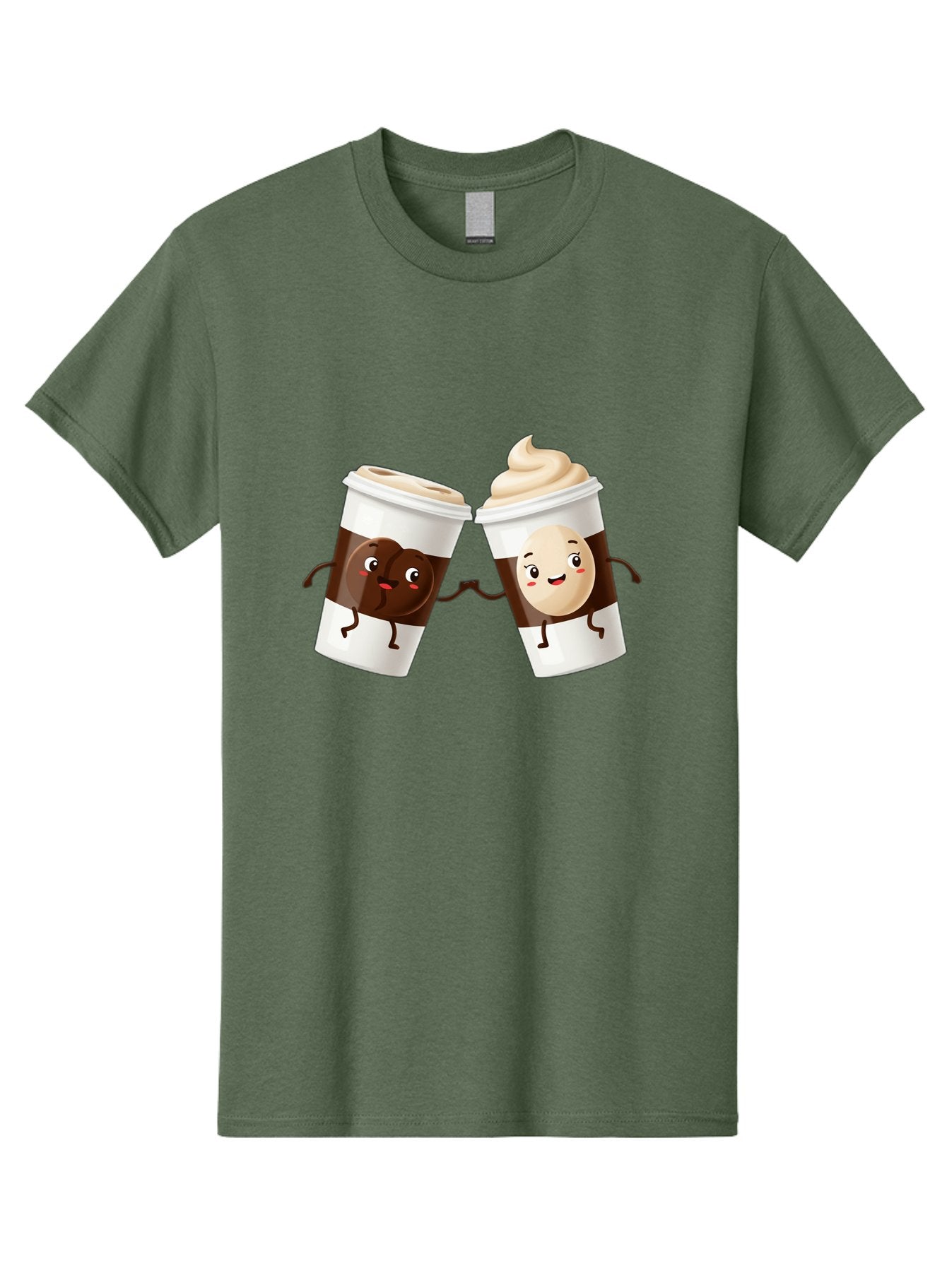 Coffee-Cups Men'S Graphic Tee, 100% Cotton, Comfortable Casual Summer Wear, Machine Washable, Cartoon Coffee Cups, Coffee Characters, Happy Faces, Anthropomorphic Cups, Playful Illustration, Hot Beverages, Cartoon Style, Cup Designs, Bac879 10