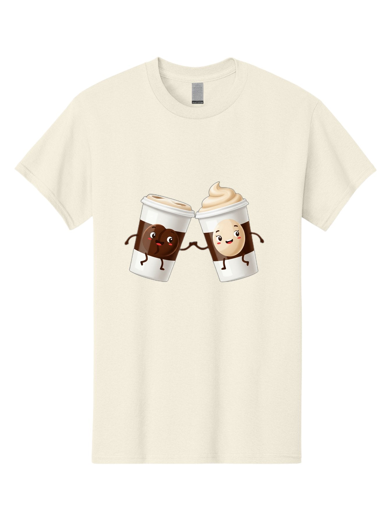 Coffee-Cups Men'S Graphic Tee, 100% Cotton, Comfortable Casual Summer Wear, Machine Washable, Cartoon Coffee Cups, Coffee Characters, Happy Faces, Anthropomorphic Cups, Playful Illustration, Hot Beverages, Cartoon Style, Cup Designs, Bac879 14