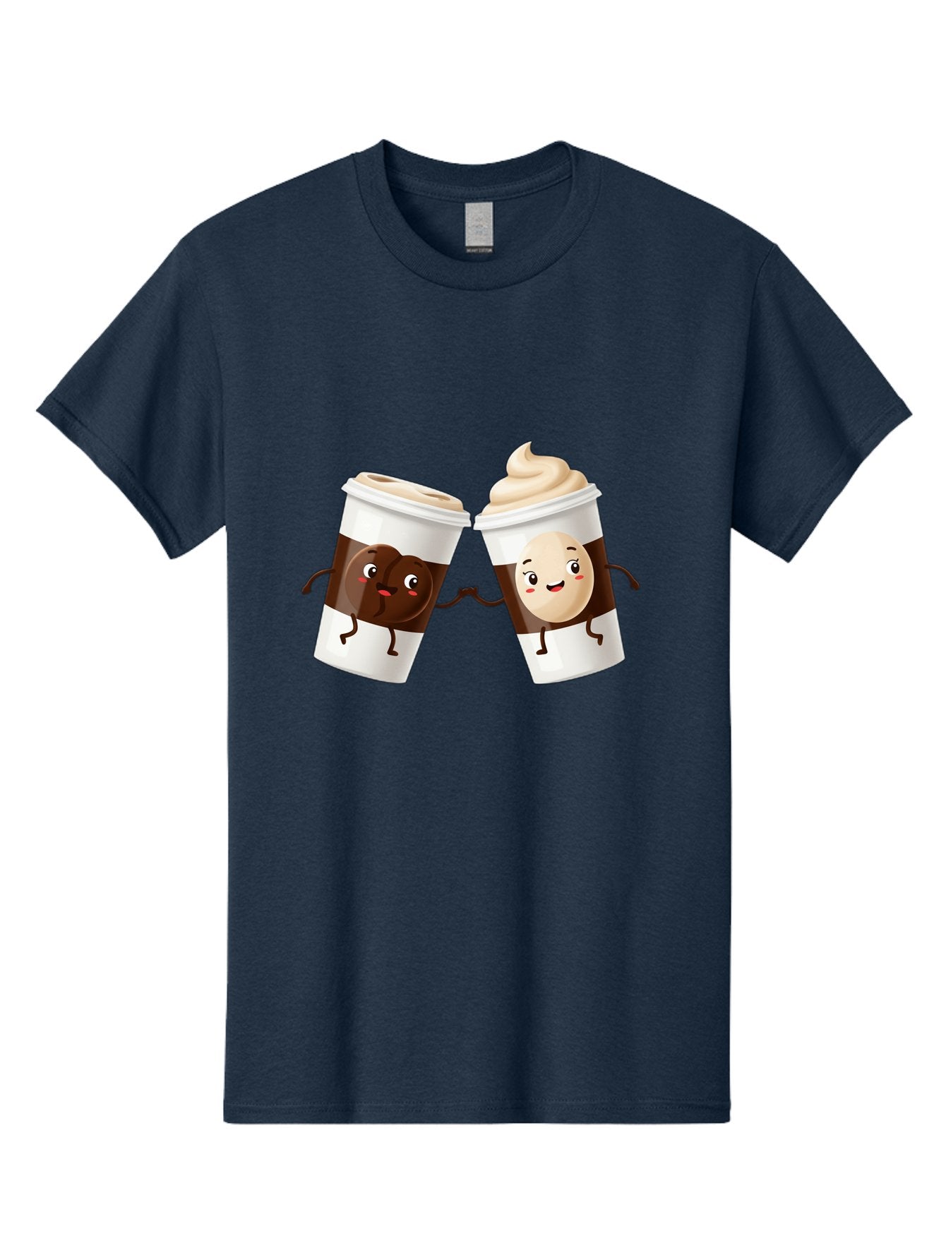 Coffee-Cups Men'S Graphic Tee, 100% Cotton, Comfortable Casual Summer Wear, Machine Washable, Cartoon Coffee Cups, Coffee Characters, Happy Faces, Anthropomorphic Cups, Playful Illustration, Hot Beverages, Cartoon Style, Cup Designs, Bac879 9