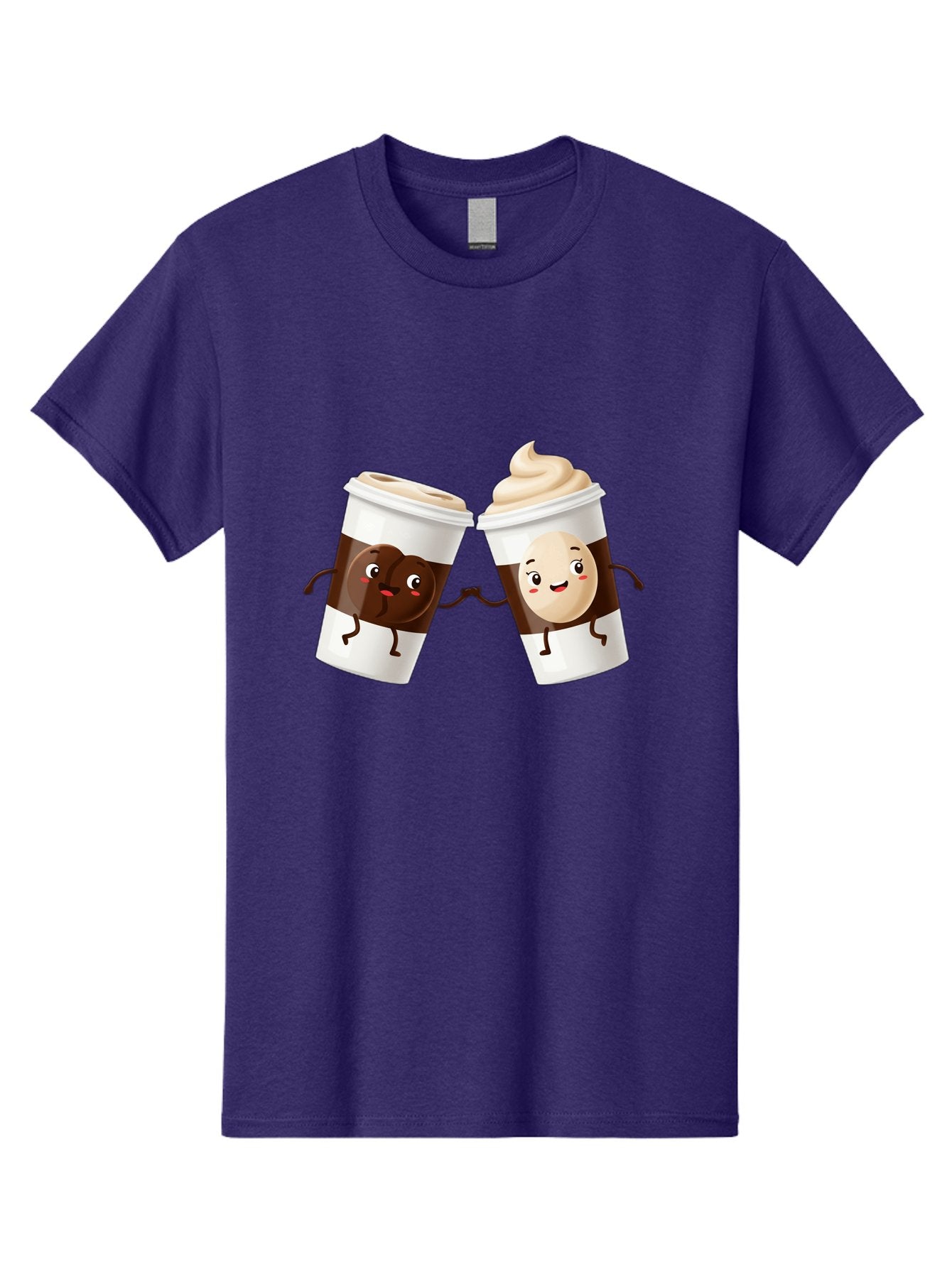 Coffee-Cups Men'S Graphic Tee, 100% Cotton, Comfortable Casual Summer Wear, Machine Washable, Cartoon Coffee Cups, Coffee Characters, Happy Faces, Anthropomorphic Cups, Playful Illustration, Hot Beverages, Cartoon Style, Cup Designs, Bac879 7
