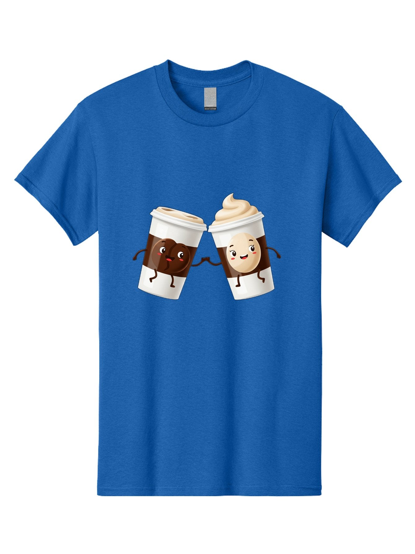 Coffee-Cups Men'S Graphic Tee, 100% Cotton, Comfortable Casual Summer Wear, Machine Washable, Cartoon Coffee Cups, Coffee Characters, Happy Faces, Anthropomorphic Cups, Playful Illustration, Hot Beverages, Cartoon Style, Cup Designs, Bac879 11