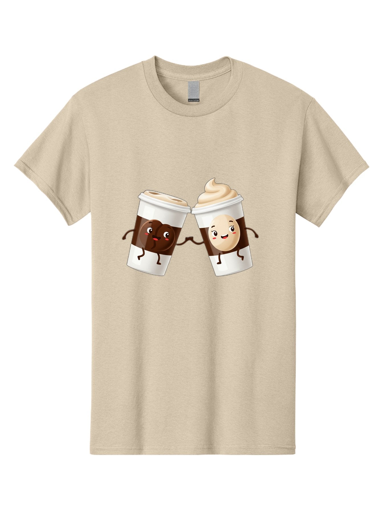 Coffee-Cups Men'S Graphic Tee, 100% Cotton, Comfortable Casual Summer Wear, Machine Washable, Cartoon Coffee Cups, Coffee Characters, Happy Faces, Anthropomorphic Cups, Playful Illustration, Hot Beverages, Cartoon Style, Cup Designs, Bac879 13