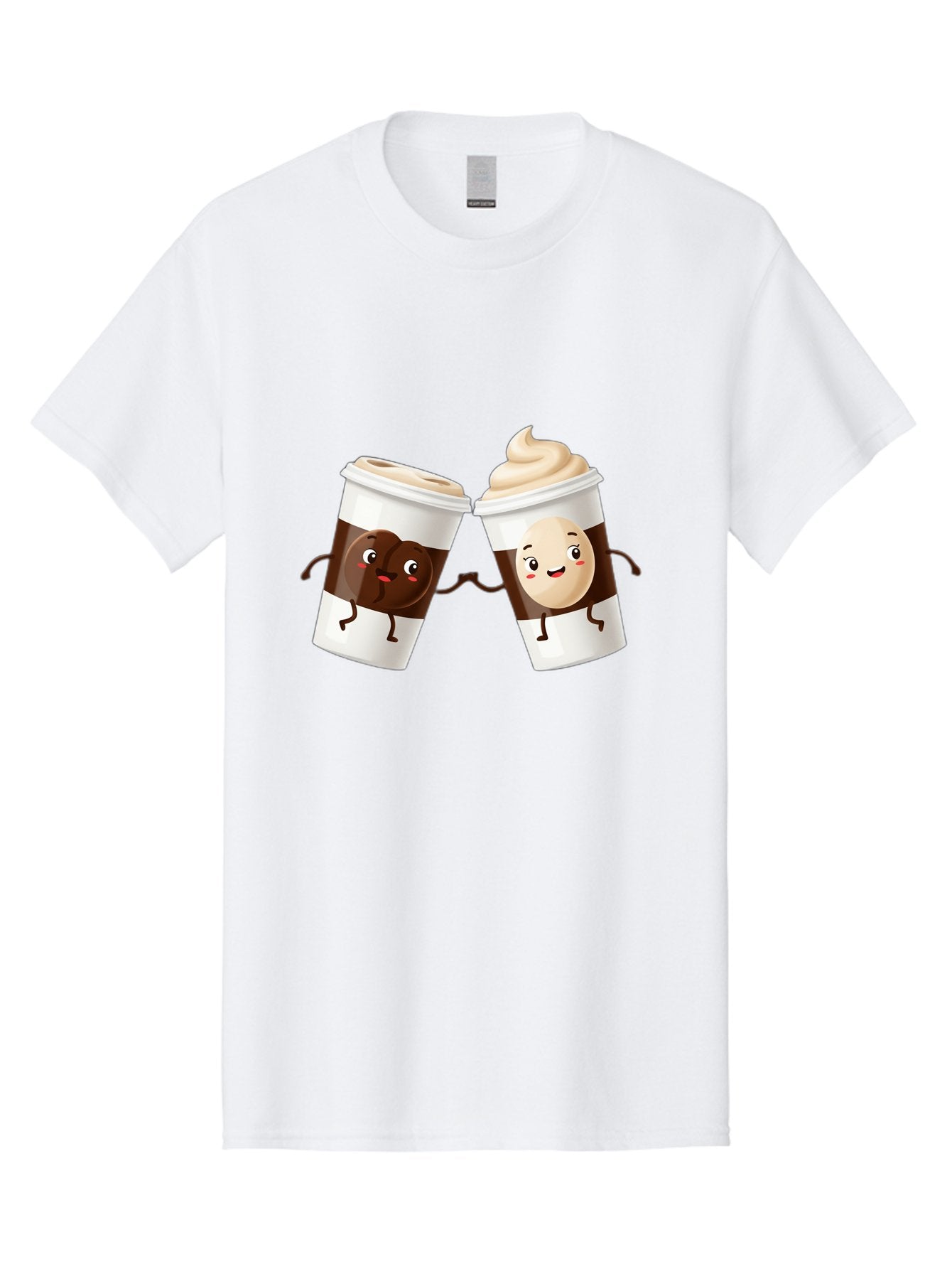 Coffee-Cups Men'S Graphic Tee, 100% Cotton, Comfortable Casual Summer Wear, Machine Washable, Cartoon Coffee Cups, Coffee Characters, Happy Faces, Anthropomorphic Cups, Playful Illustration, Hot Beverages, Cartoon Style, Cup Designs, Bac879 3