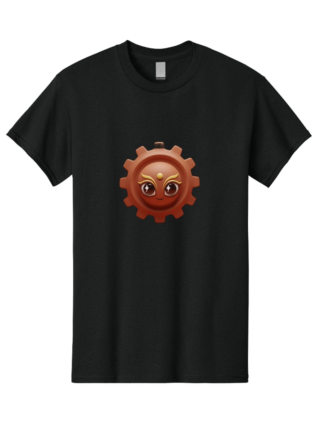 Cog-Emoji-1 Men'S Graphic Tee, 100% Cotton, Comfortable Casual Summer Wear, Machine Washable, Cartoon Cog, Gear Emoji, Mechanical Face, 3D Illustration, Animated Machinery, Robotic Character, Smiling Cog, Tech-Inspired Art, Machinery Parts, Bac881 15