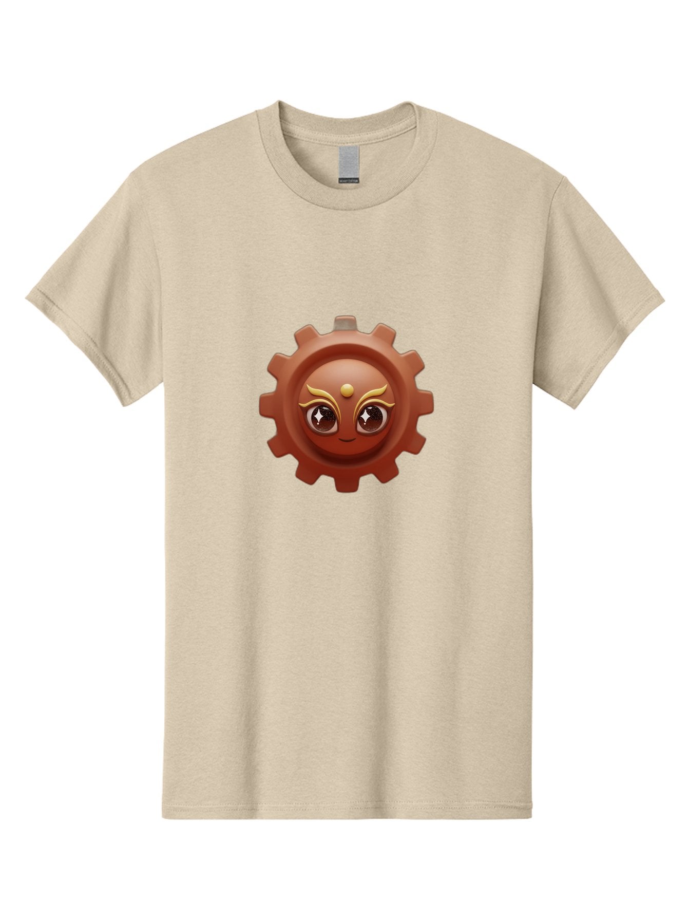 Cog-Emoji-1 Men'S Graphic Tee, 100% Cotton, Comfortable Casual Summer Wear, Machine Washable, Cartoon Cog, Gear Emoji, Mechanical Face, 3D Illustration, Animated Machinery, Robotic Character, Smiling Cog, Tech-Inspired Art, Machinery Parts, Bac881