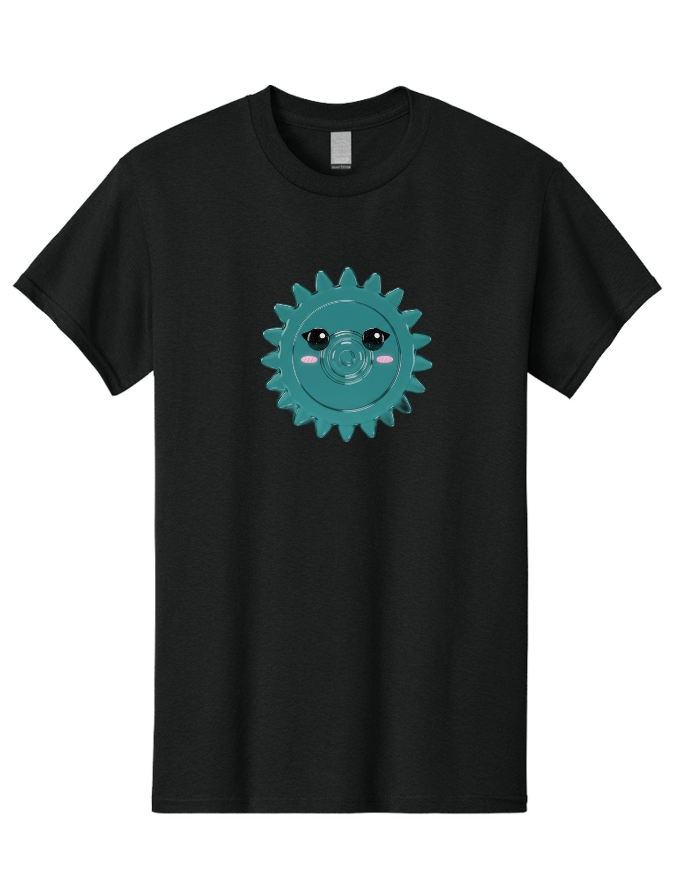 Cog-With-Eyes Men'S Graphic Tee, 100% Cotton, Comfortable Casual Summer Wear, Machine Washable, Cartoon Cog, Mechanical Face, Cute Illustration, Digital Art, Spiky Gear, Playful Design, Tech-Inspired, Fun Character, Machinery Personified, Bac883