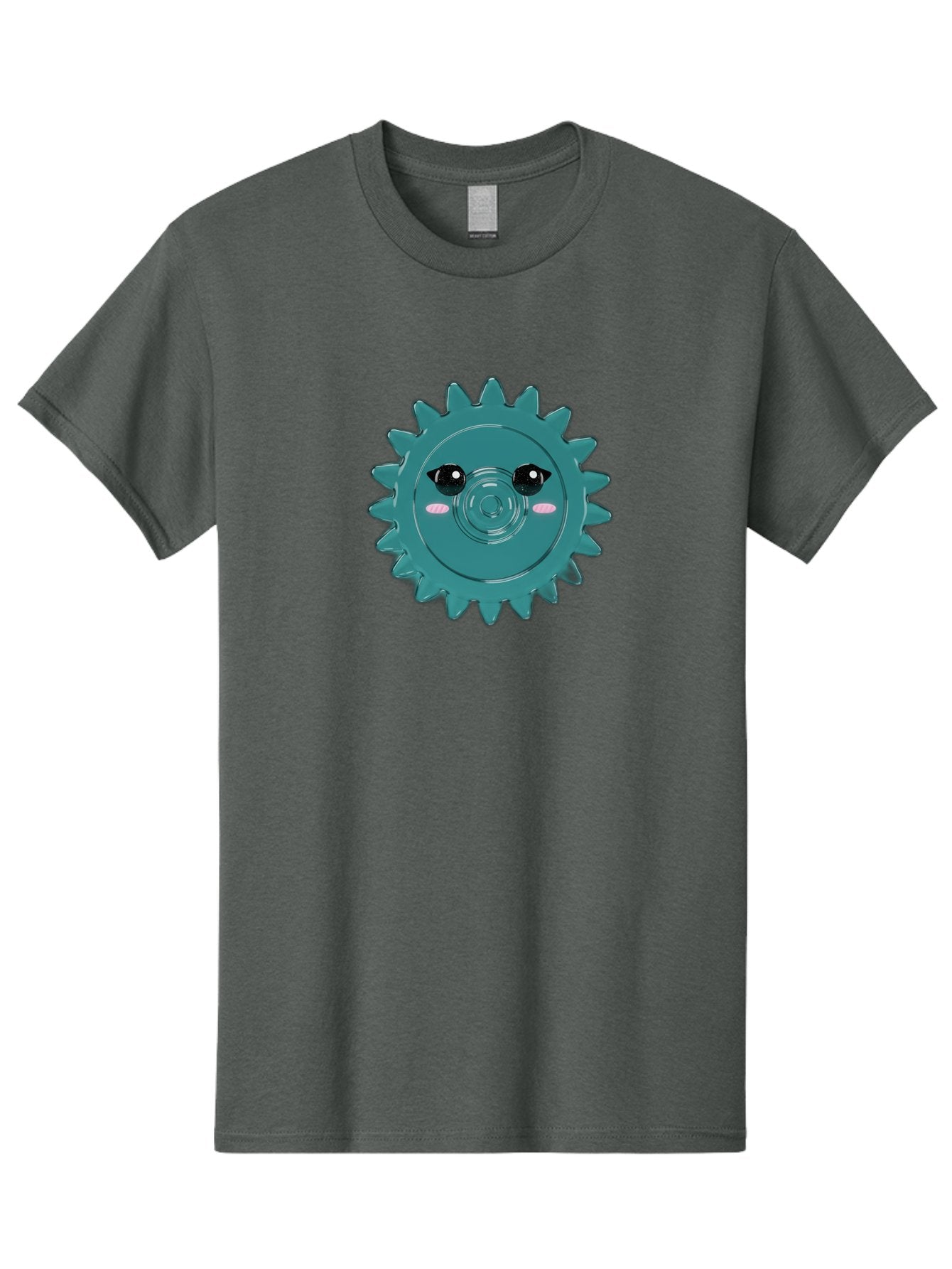 Cog-With-Eyes Men'S Graphic Tee, 100% Cotton, Comfortable Casual Summer Wear, Machine Washable, Cartoon Cog, Mechanical Face, Cute Illustration, Digital Art, Spiky Gear, Playful Design, Tech-Inspired, Fun Character, Machinery Personified, Bac883 12