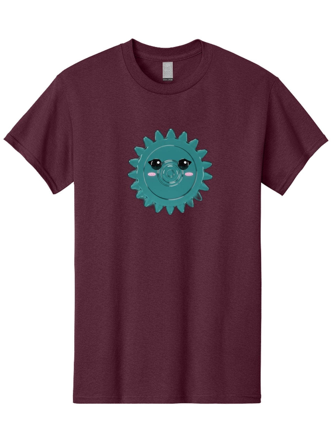 Cog-With-Eyes Men'S Graphic Tee, 100% Cotton, Comfortable Casual Summer Wear, Machine Washable, Cartoon Cog, Mechanical Face, Cute Illustration, Digital Art, Spiky Gear, Playful Design, Tech-Inspired, Fun Character, Machinery Personified, Bac883 8