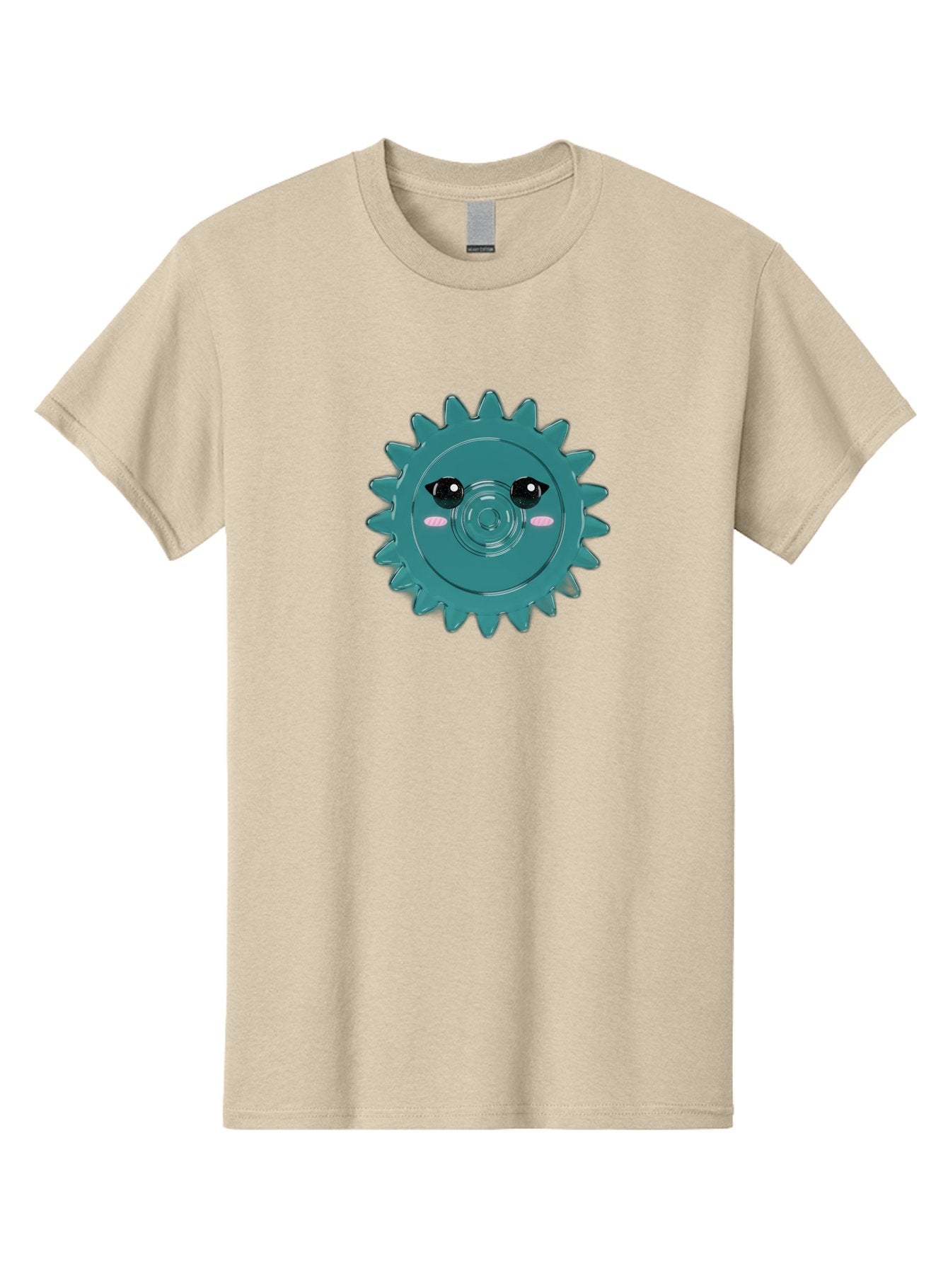Cog-With-Eyes Men'S Graphic Tee, 100% Cotton, Comfortable Casual Summer Wear, Machine Washable, Cartoon Cog, Mechanical Face, Cute Illustration, Digital Art, Spiky Gear, Playful Design, Tech-Inspired, Fun Character, Machinery Personified, Bac883 13