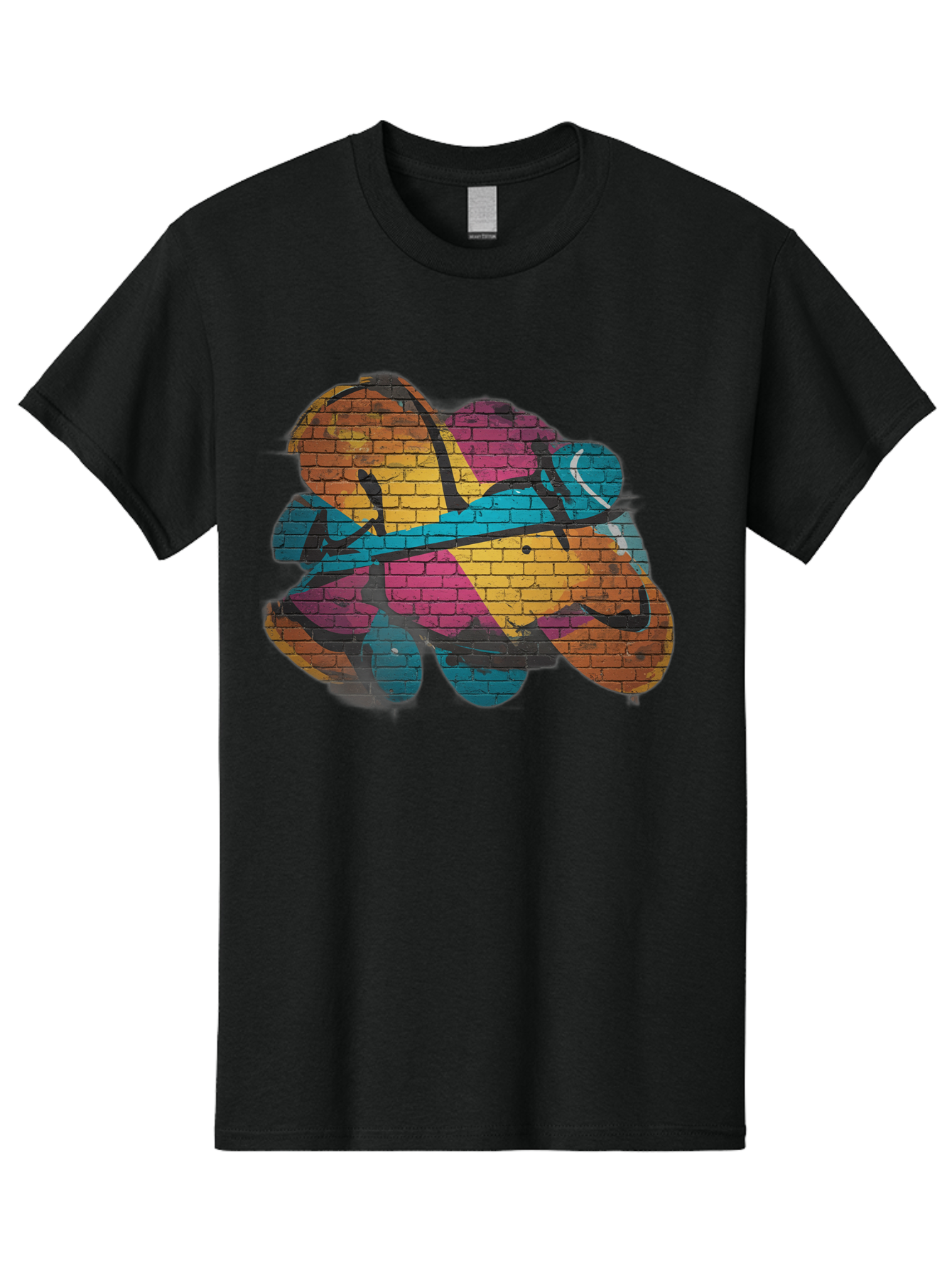 Colorful-Graffiti Men'S Graphic Tee, 100% Cotton, Comfortable Casual Summer Wear, Machine Washable, Graffiti Art, Street Art, Urban Design, Shamrock, Four-Leaf Clover, Colorful Mural, Vibrant Colors, Brick Texture, Symbolic Representation Bac884 6
