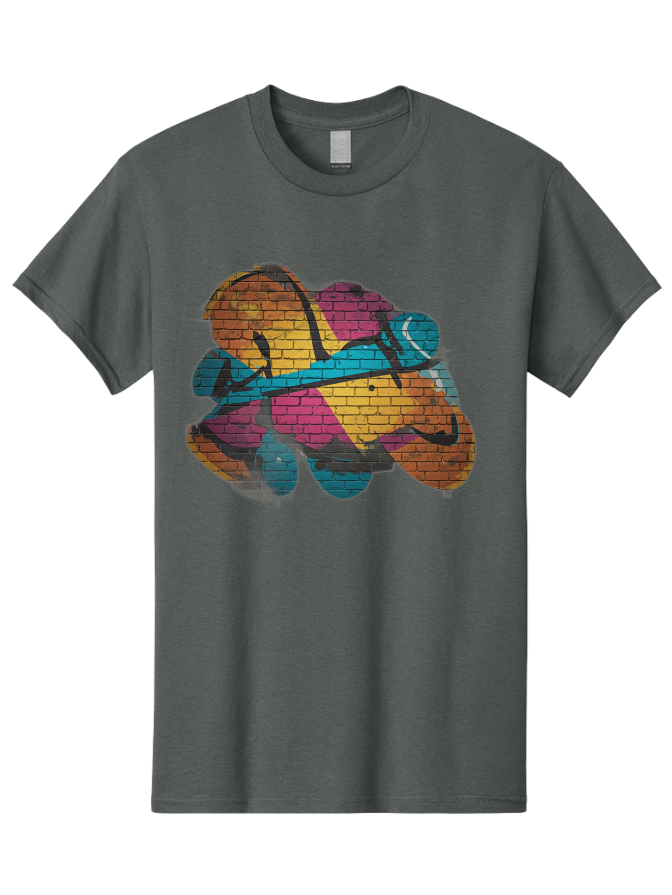 Colorful-Graffiti Men'S Graphic Tee, 100% Cotton, Comfortable Casual Summer Wear, Machine Washable, Graffiti Art, Street Art, Urban Design, Shamrock, Four-Leaf Clover, Colorful Mural, Vibrant Colors, Brick Texture, Symbolic Representation Bac884 11