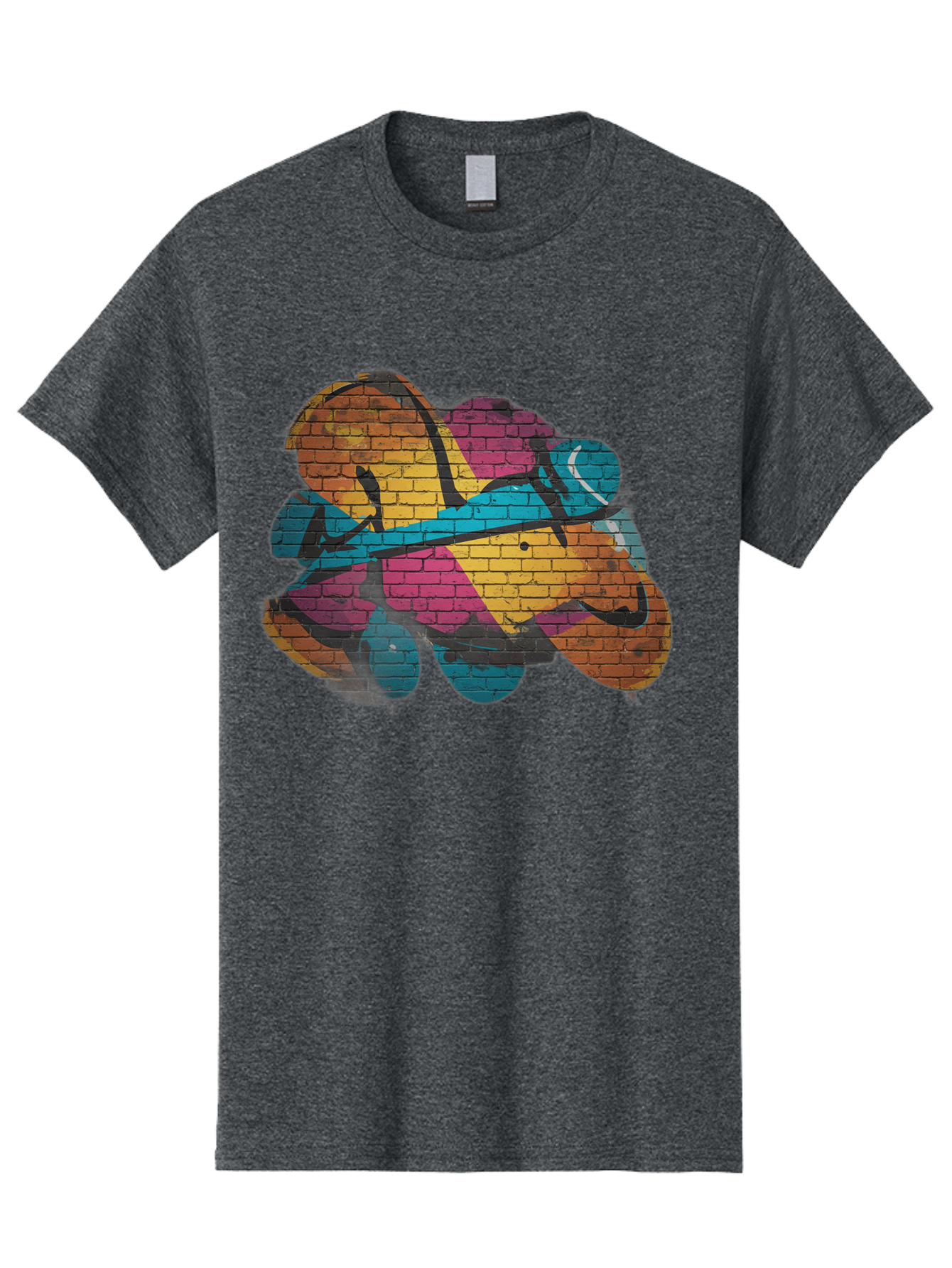 Colorful-Graffiti Men'S Graphic Tee, 100% Cotton, Comfortable Casual Summer Wear, Machine Washable, Graffiti Art, Street Art, Urban Design, Shamrock, Four-Leaf Clover, Colorful Mural, Vibrant Colors, Brick Texture, Symbolic Representation Bac884 4