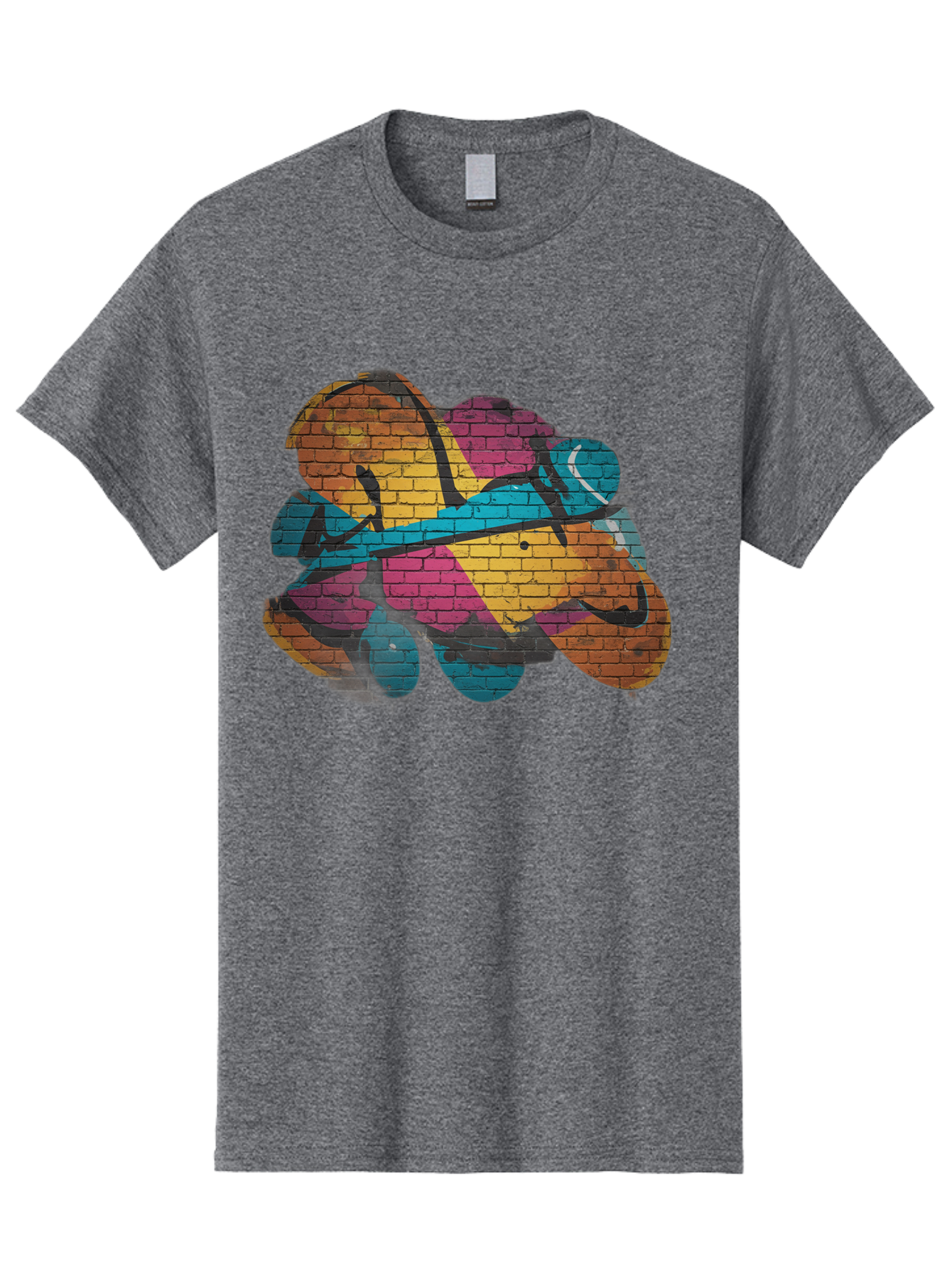 Colorful-Graffiti Men'S Graphic Tee, 100% Cotton, Comfortable Casual Summer Wear, Machine Washable, Graffiti Art, Street Art, Urban Design, Shamrock, Four-Leaf Clover, Colorful Mural, Vibrant Colors, Brick Texture, Symbolic Representation Bac884 5