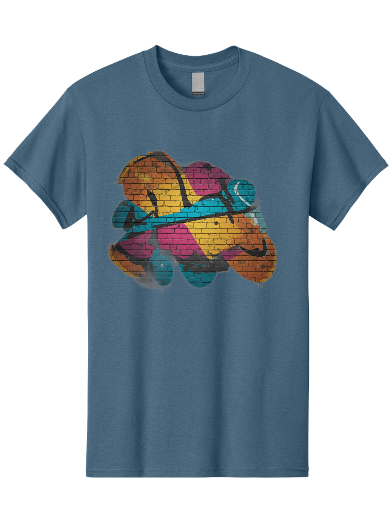 Colorful-Graffiti Men'S Graphic Tee, 100% Cotton, Comfortable Casual Summer Wear, Machine Washable, Graffiti Art, Street Art, Urban Design, Shamrock, Four-Leaf Clover, Colorful Mural, Vibrant Colors, Brick Texture, Symbolic Representation Bac884 7